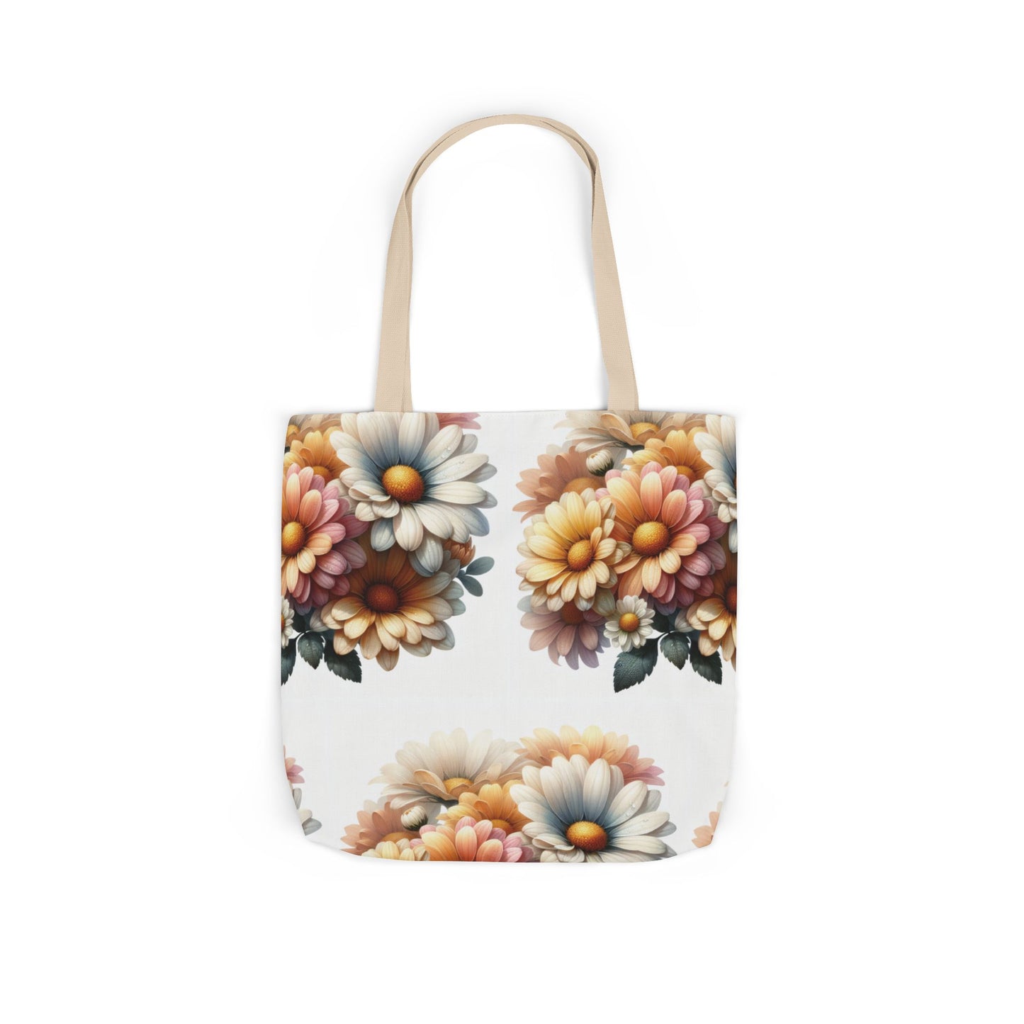 Floral Canvas Tote Bag with 5-Color Straps - Stylish