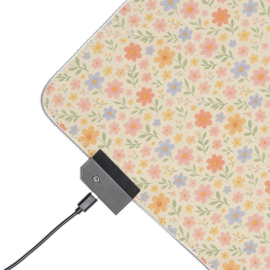 LED Gaming Mouse Pad - Dainty Floral Design