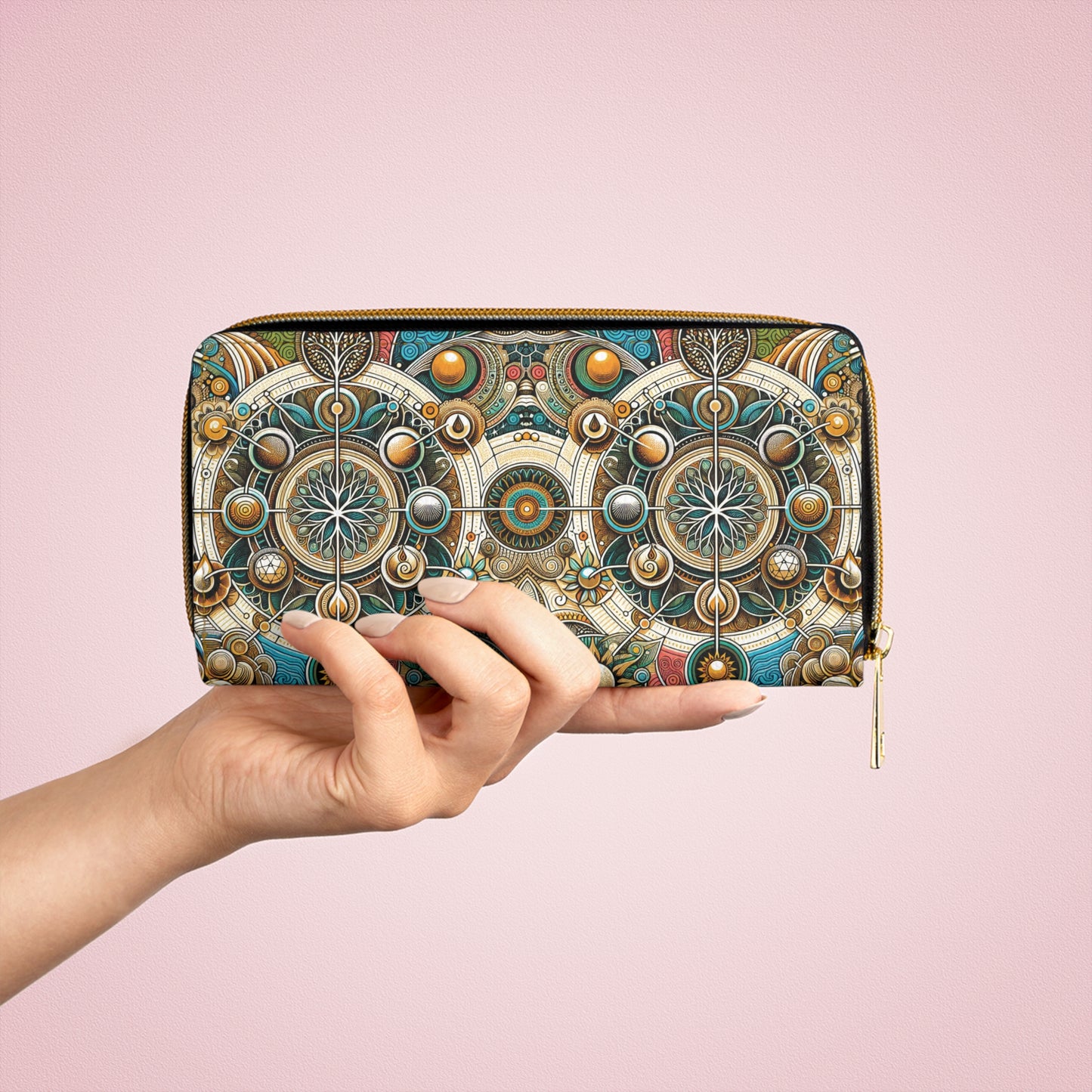 Zipper Wallet with Symbol of Life Design