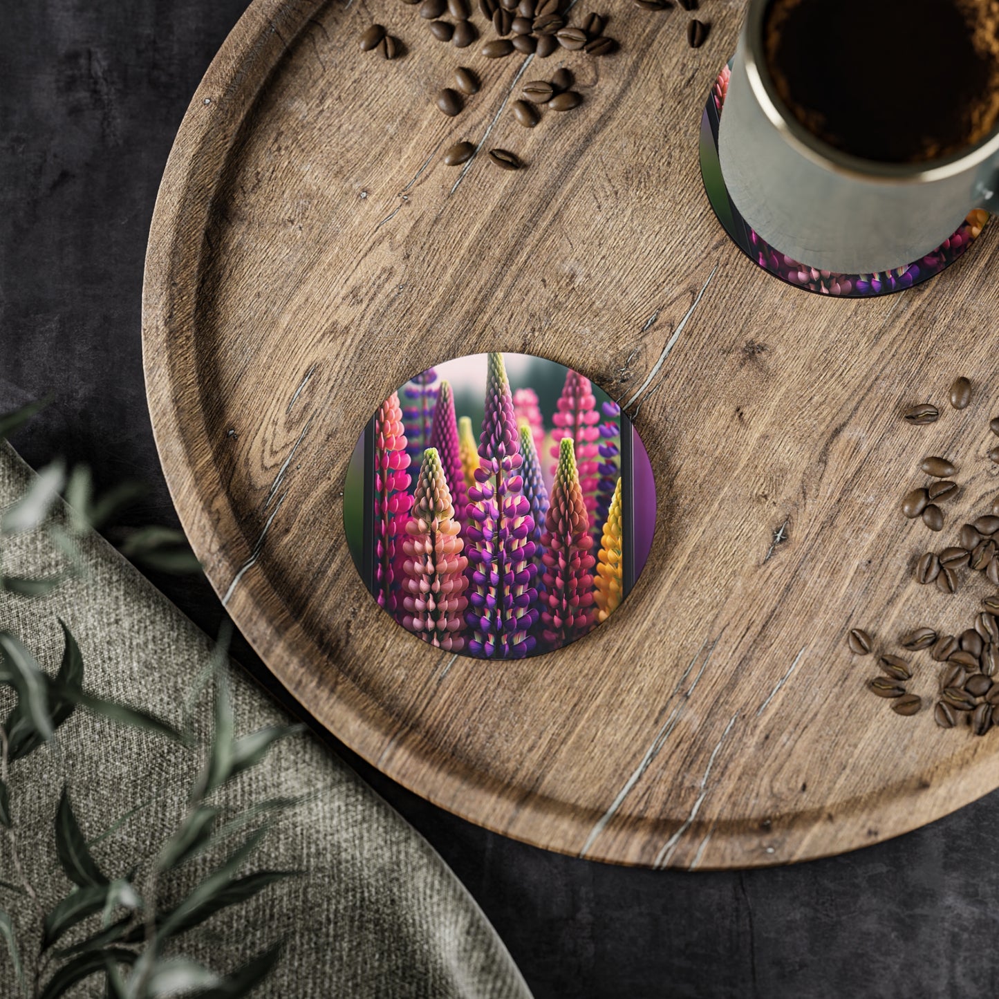 Lupins Coasters, Floral Drink Mats, Botanical Home Decor, Nature Inspired Table Coasters, Kitchen Accessories