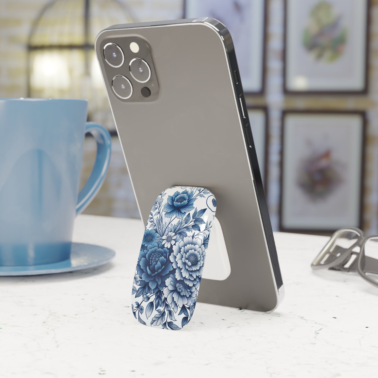 Phone Grip - Blue Floral Design
