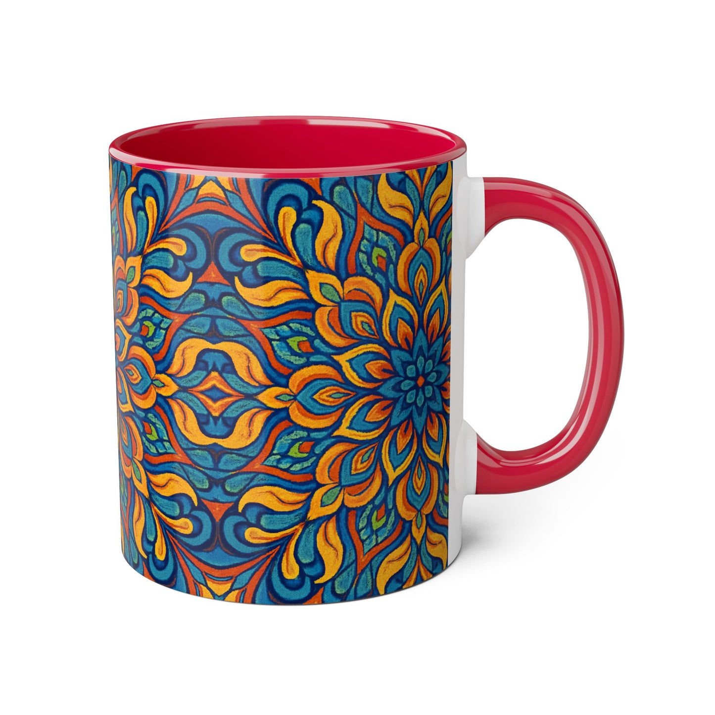 Kaleidoscope Accent Mug, Colorful Ceramic Coffee Cup, Unique Tea Mug, Boho Style Kitchen Decor, Psychedelic Drinkware, Hippie Gift Idea