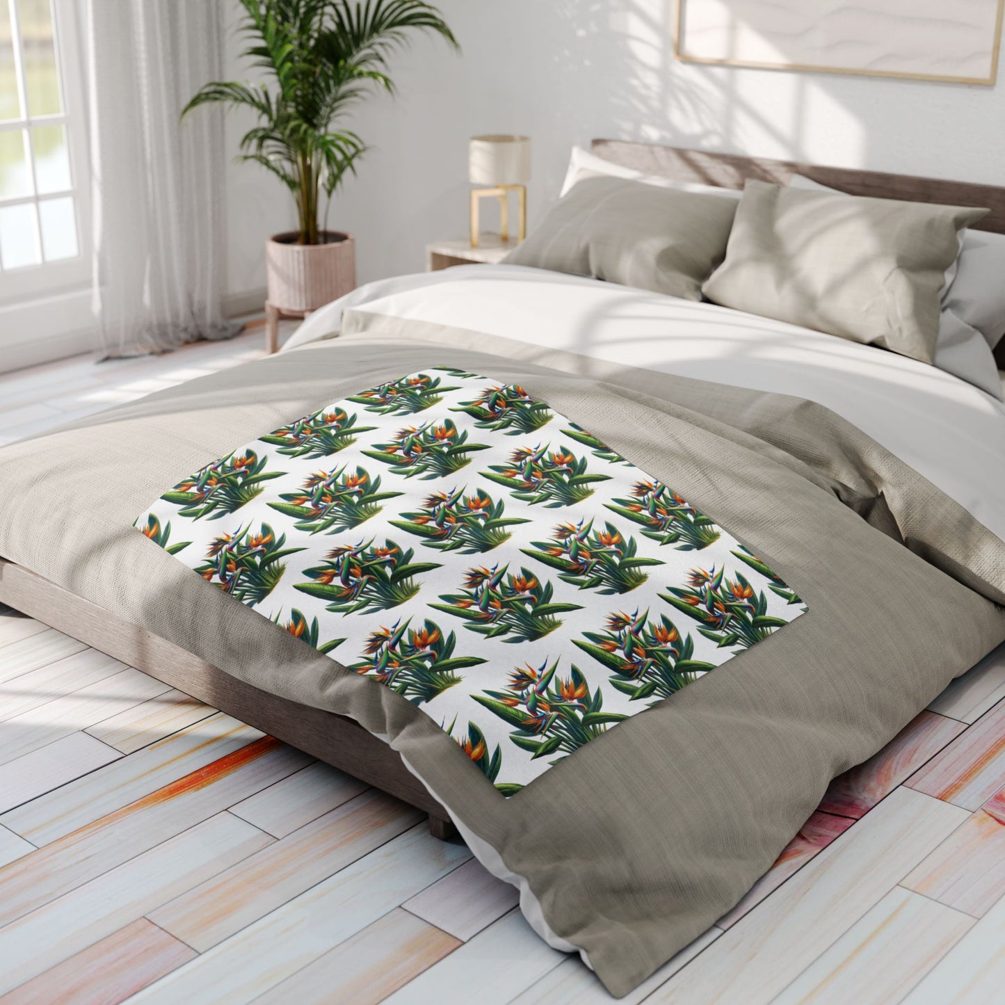 Fleece Blanket - Bird of Paradise Plant Decor, Cozy Throw, Botanical Home Decor, Tropical Blanket, Floral Bedding
