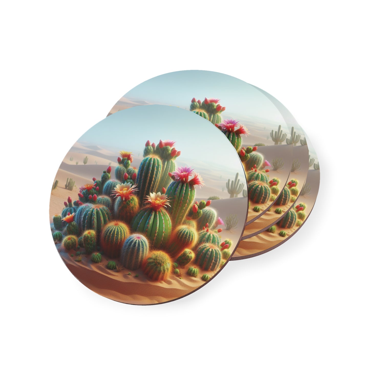 Cactus Coasters, Southwest Desert Plant Drink Holders, Succulent Home Decor, Set of 4 Ceramic Tiles, Holiday Housewarming Gift, Kitchen
