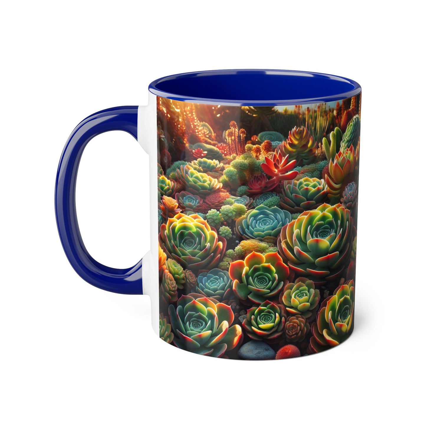 Succulent Family Accent Mug, Unique Botanical Design, Plant Lover Gift, Ceramic Coffee Cup, Cactus Print Tea Mug, Gardening Decor, Cute