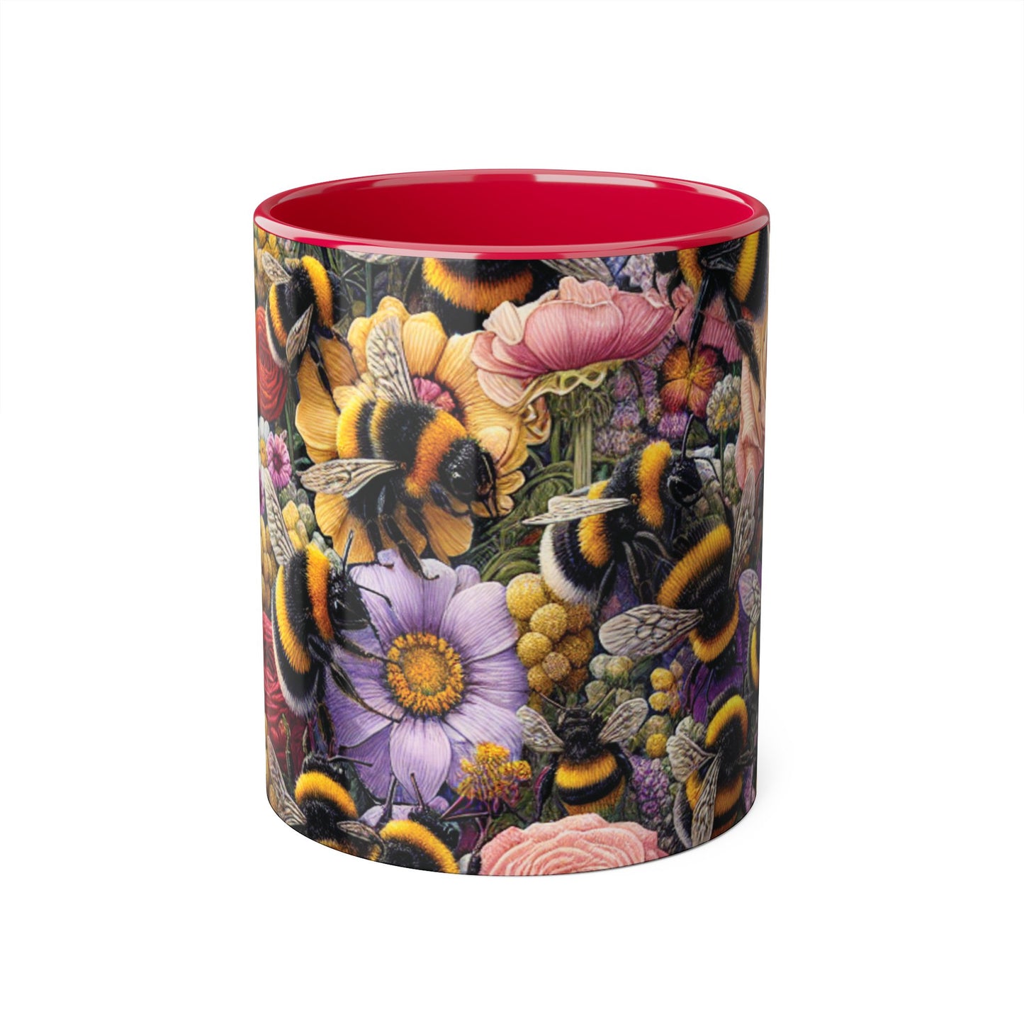 Bee-Inspired Floral Accent Mug | Nature Lover Gift, Botanical Coffee Mug, Bee Art Mug, Animal Lover Cup, Garden Mug
