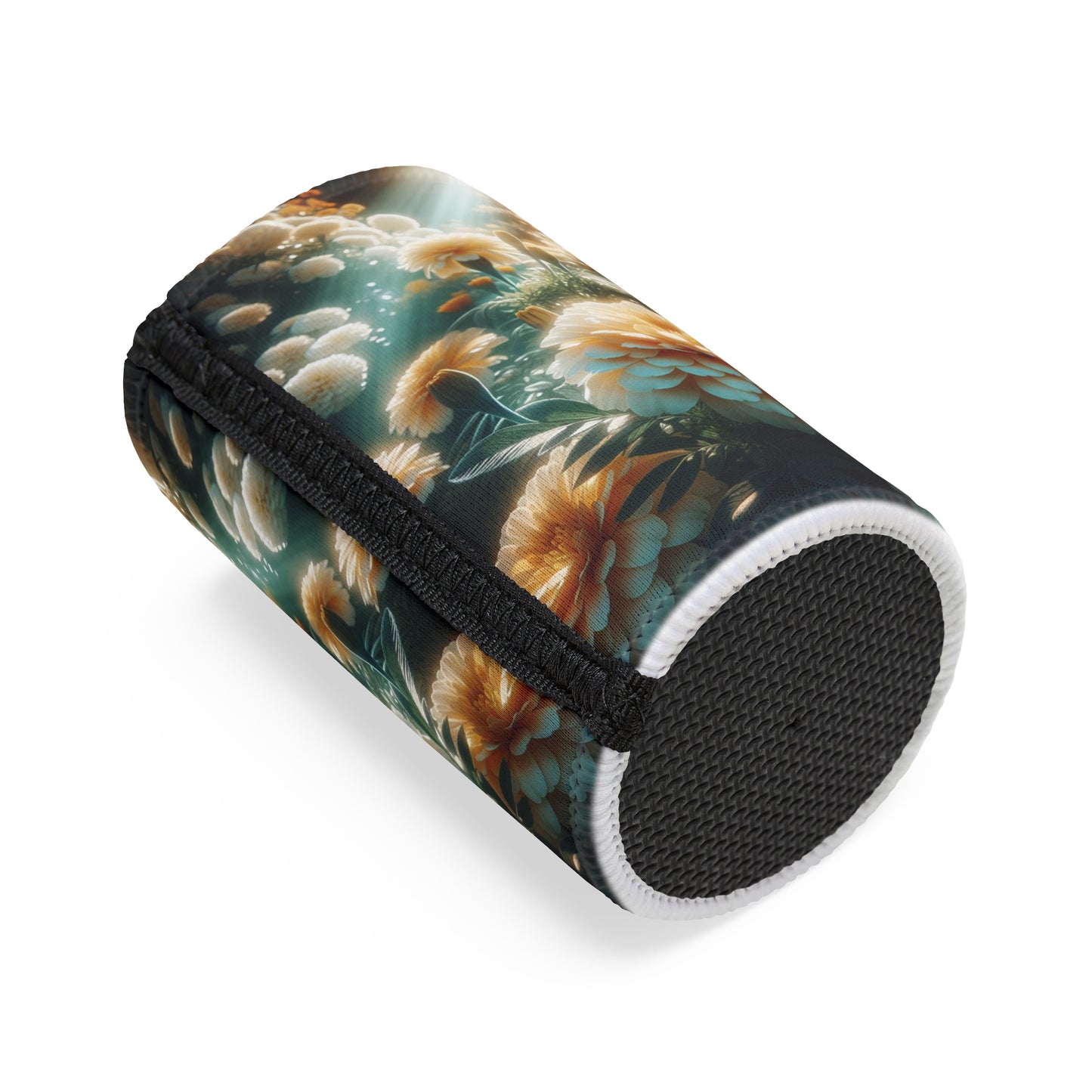 Stubby Cooler - Vanilla Marigolds Design, Floral Drink Holder, Beer Can Sleeve, Beverage Insulator, Summer Party Gift