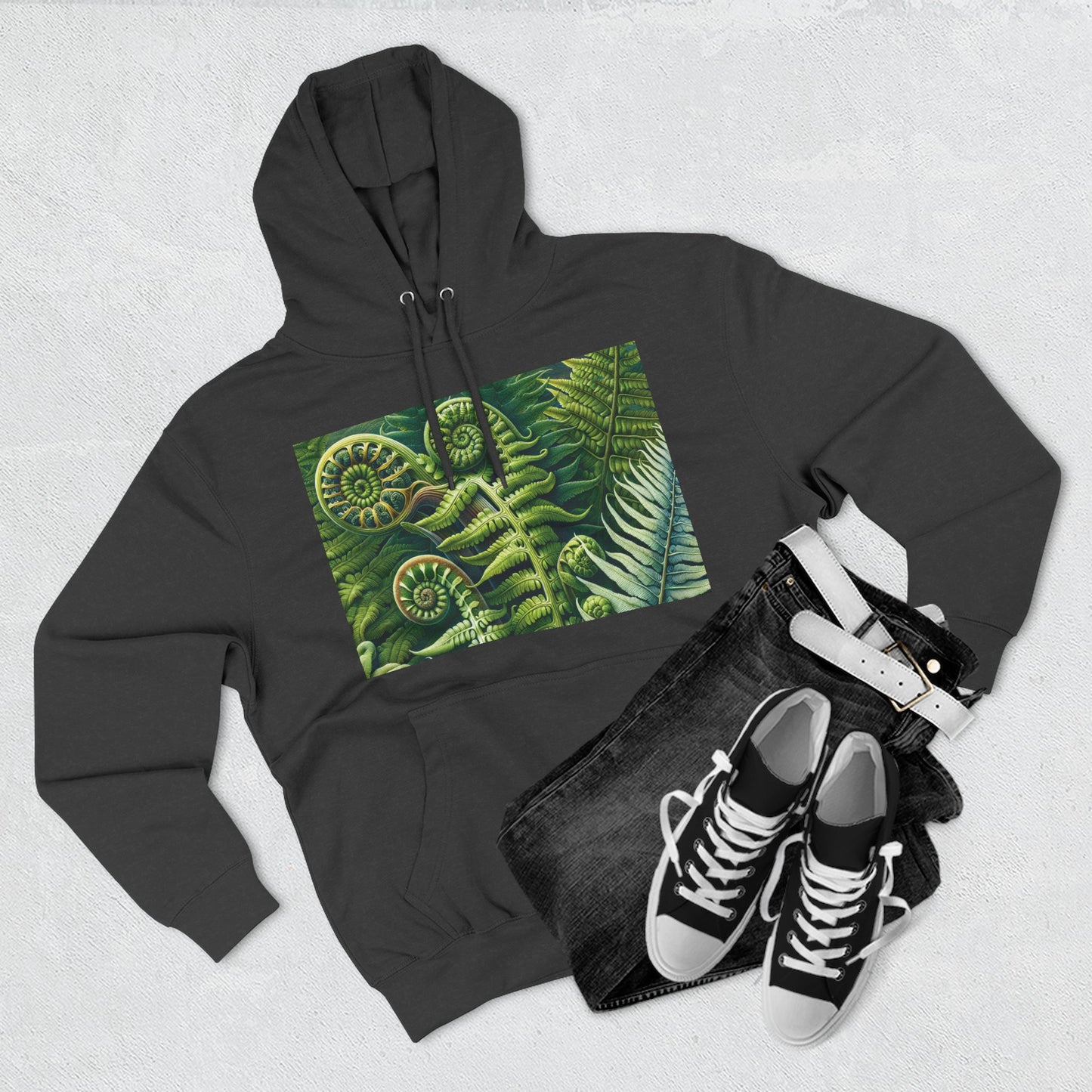 Nature-Inspired Three-Panel Fleece Hoodie for Outdoor Enthusiasts