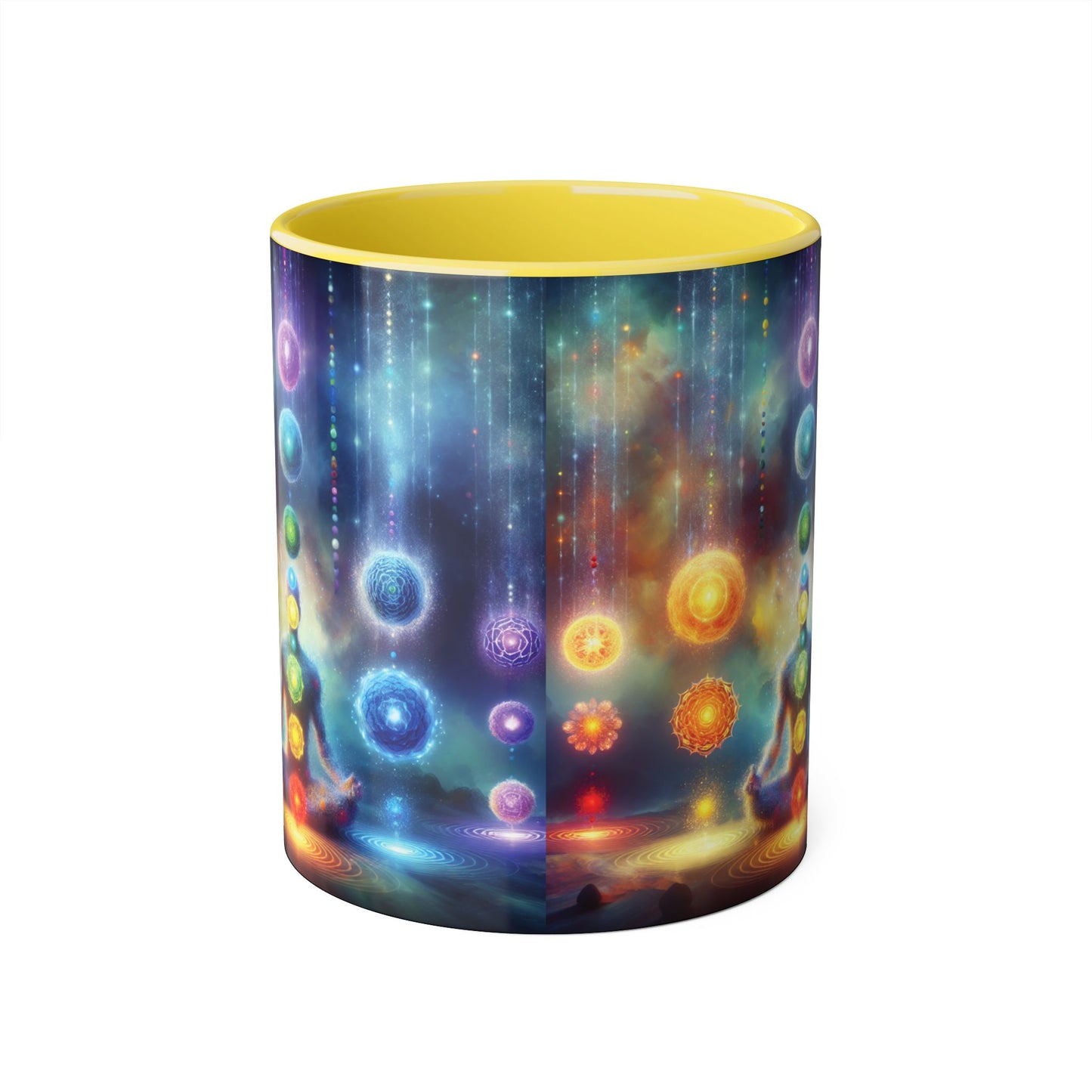 Chakra Magic Accent Mug, 11oz - Energy Healing Kitchen Cup, Reiki Crystal Meditation Tea Coffee Drinkware, Spiritual Ceramic Gift, Yoga