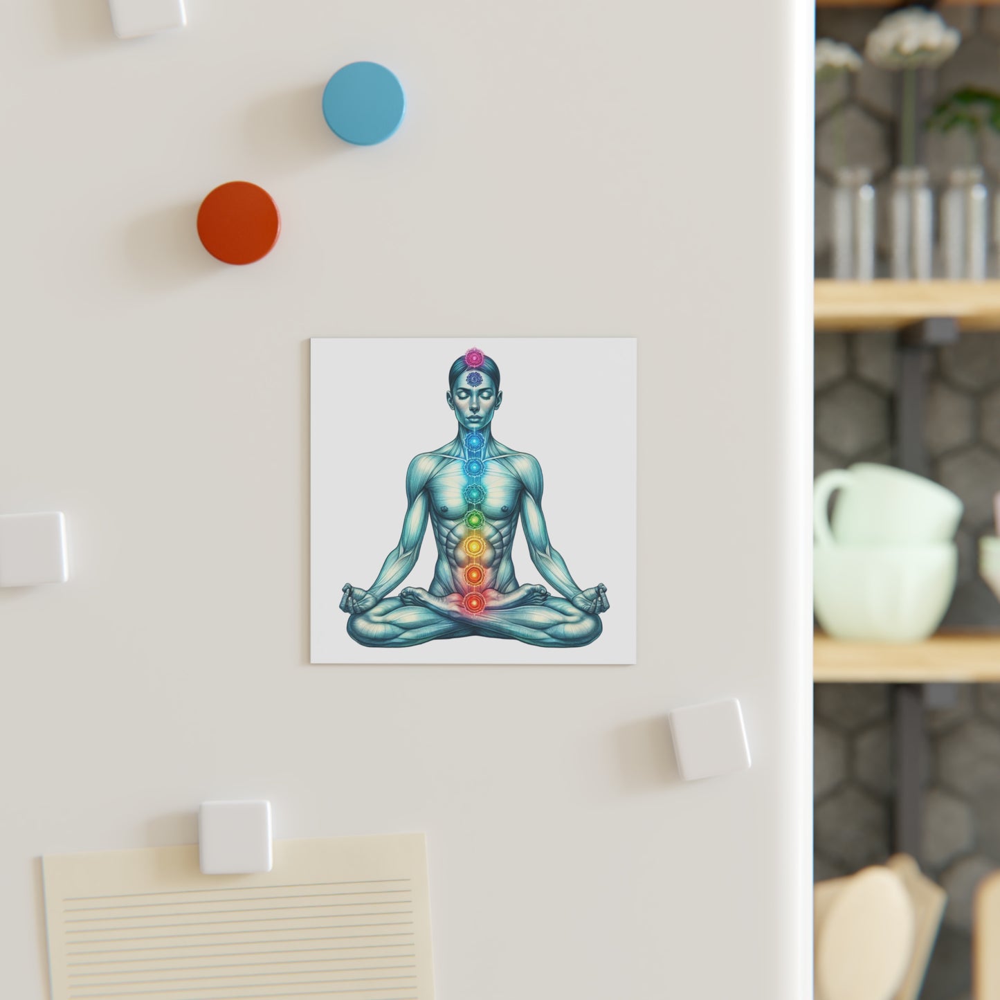 Meditation Square Magnet - Zen Vibe, Mindfulness Gift, Relaxation Decor, Yoga Lover Present, Spiritual Fridge Magnet