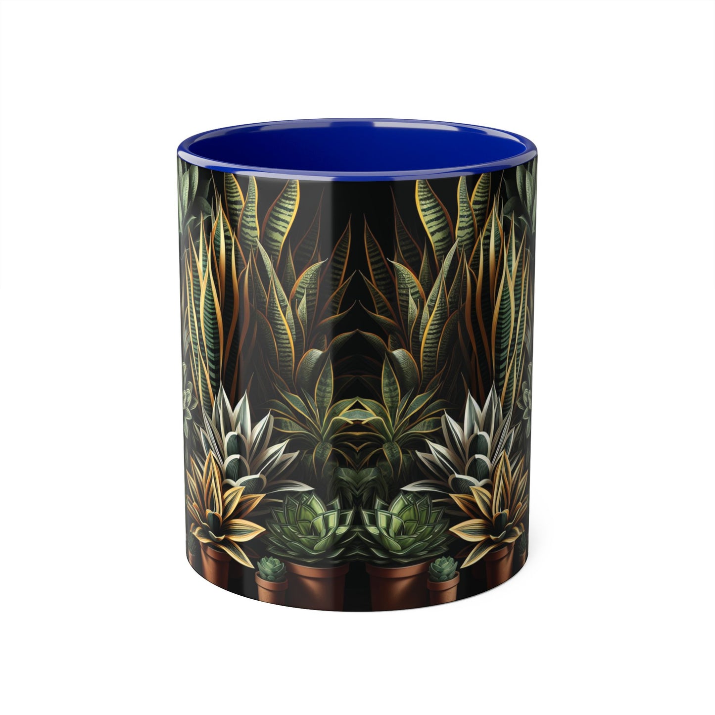 Snake Plant Family Accent Mug, 11oz - Ceramic Tea Cup, Botanical Coffee Mug, Indoor Garden Lover Gift, Green Thumb Kitchen Decor, Plant Lady
