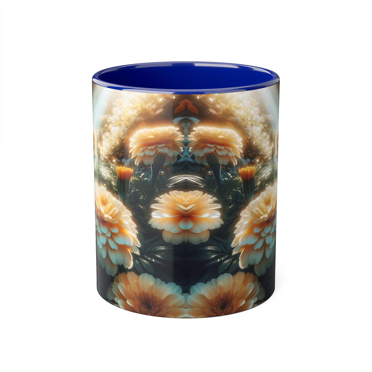 Vanilla Marigolds Accent Mug, 11oz - Floral Coffee Cup, Tea Mug, Flower Lover Gift, Botanical Decor, Kitchen Drinkware