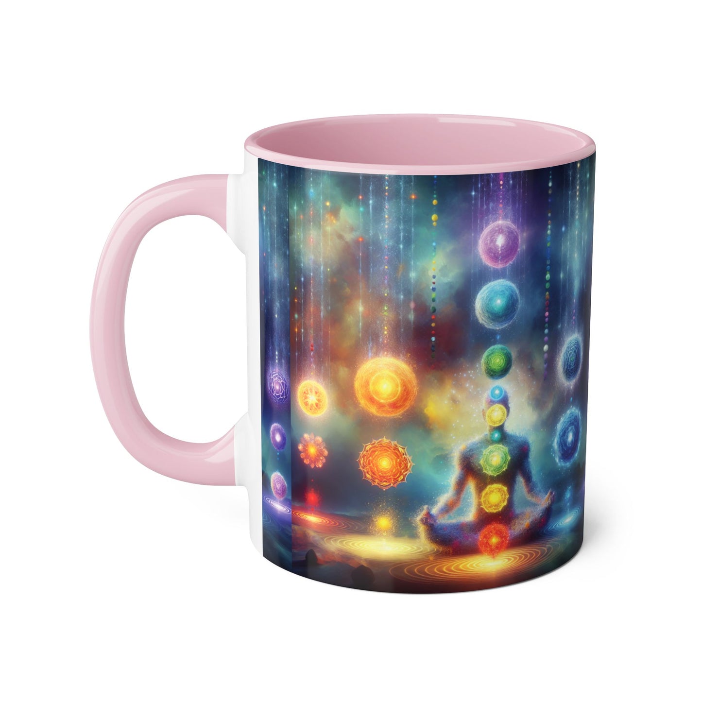 Chakra Magic Accent Mug, 11oz - Energy Healing Kitchen Cup, Reiki Crystal Meditation Tea Coffee Drinkware, Spiritual Ceramic Gift, Yoga