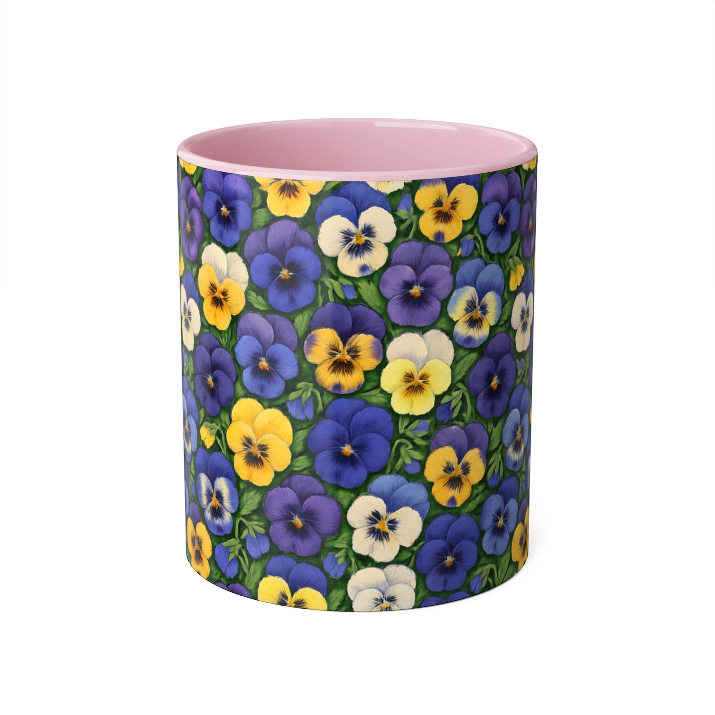 Pansy Pattern Accent Mug, Floral Coffee Cup, Tea Mug, Flower Design, Gardener Gift, Spring Decor, Mother's Day Present