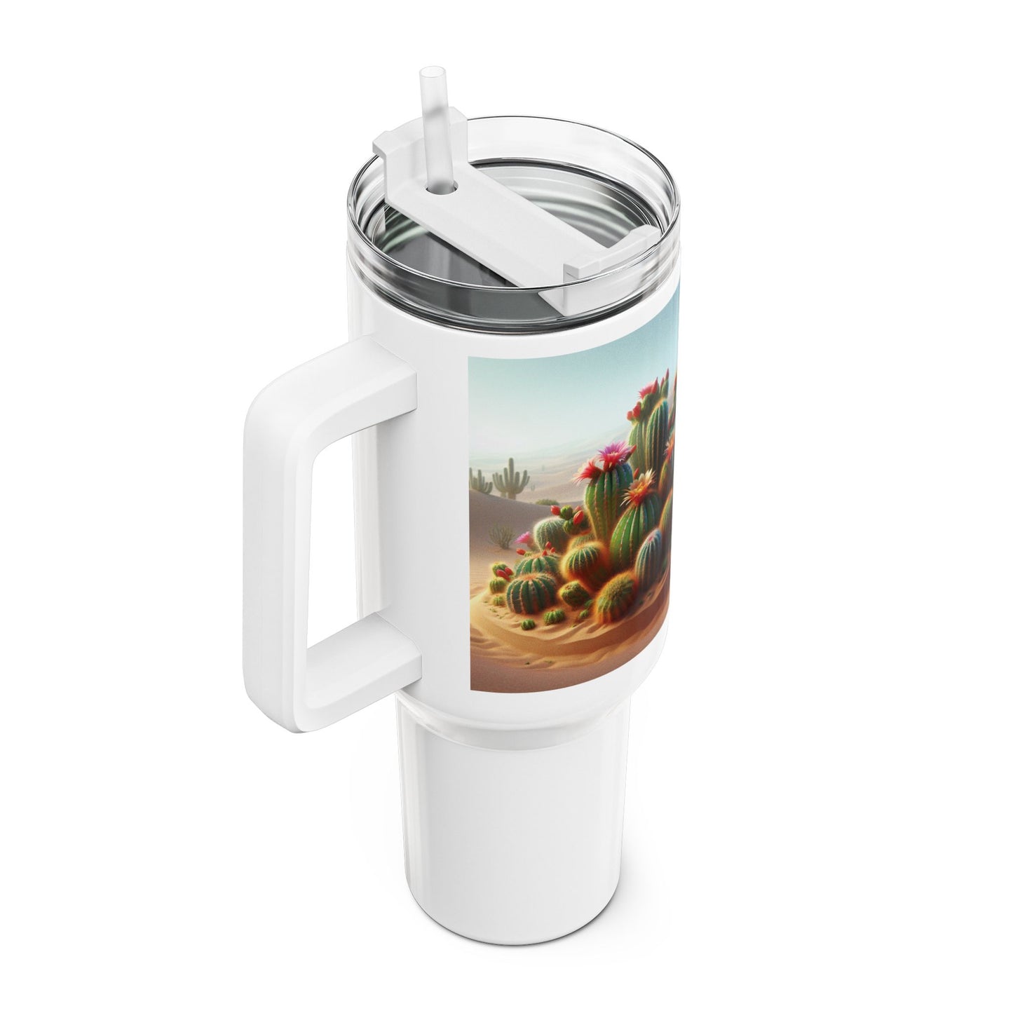Cactus Tumbler, Desert Succulent Cup, Southwest Botanical Travel Mug, Boho 40oz Thermos, Plant Lover Gift, Nature Lover, Gardening