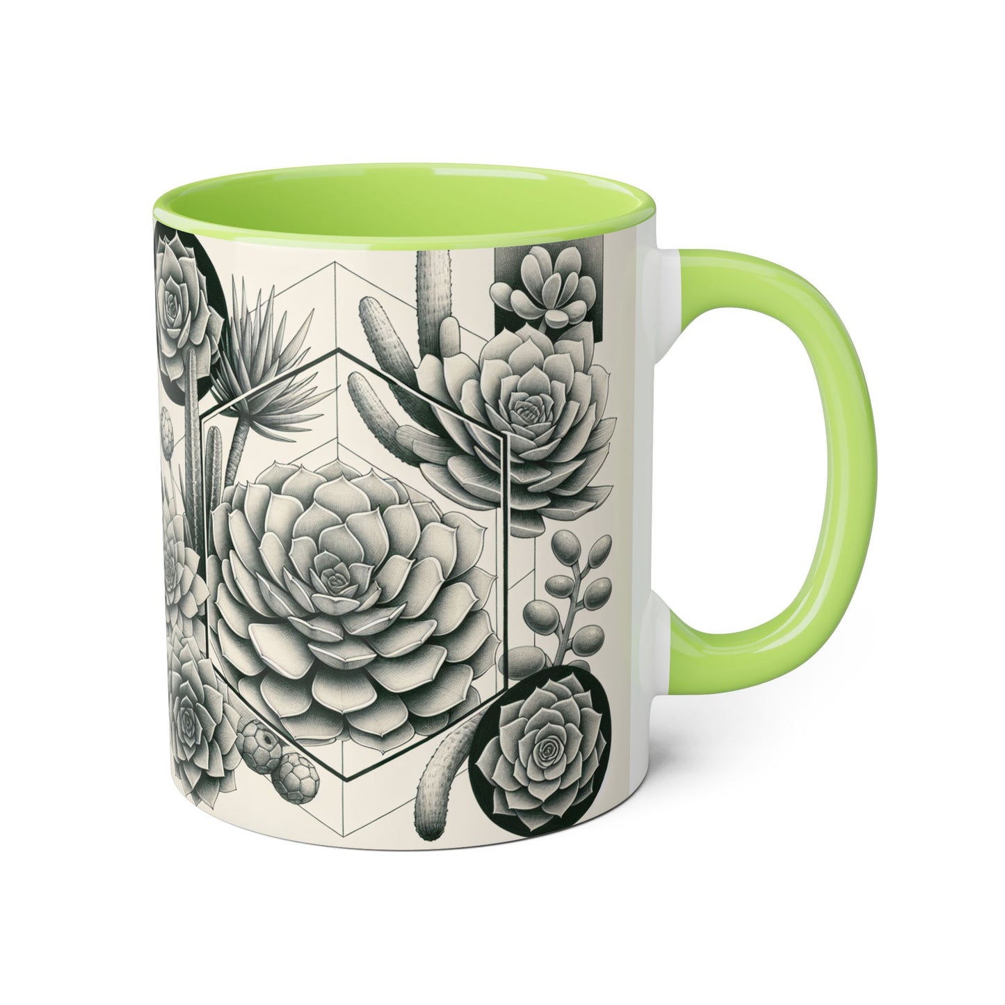 Succulent Illustration Accent Mug - 11oz - Perfect Gift for Plant Lovers