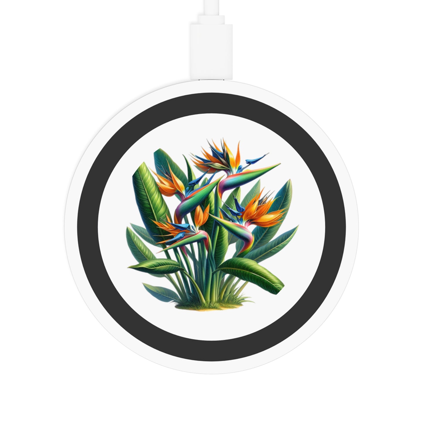 Wireless Charging Pad: Tropical Bird of Paradise Plant Design