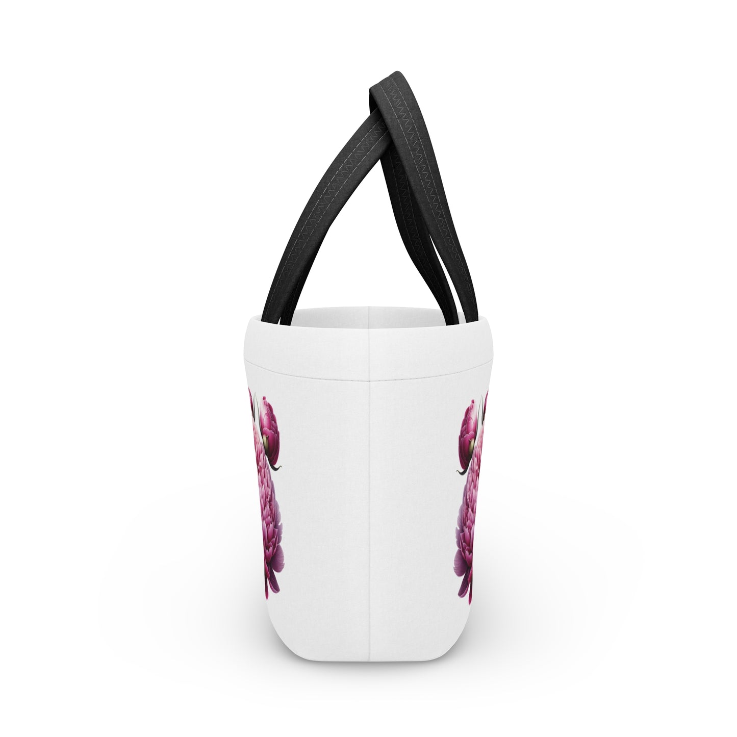 Pink Peonies Lunch Bag, Floral Lunch Tote, Flower Design Insulated Lunch Box, Gift for Her, Reusable Lunch Sack, Mother's Day Present