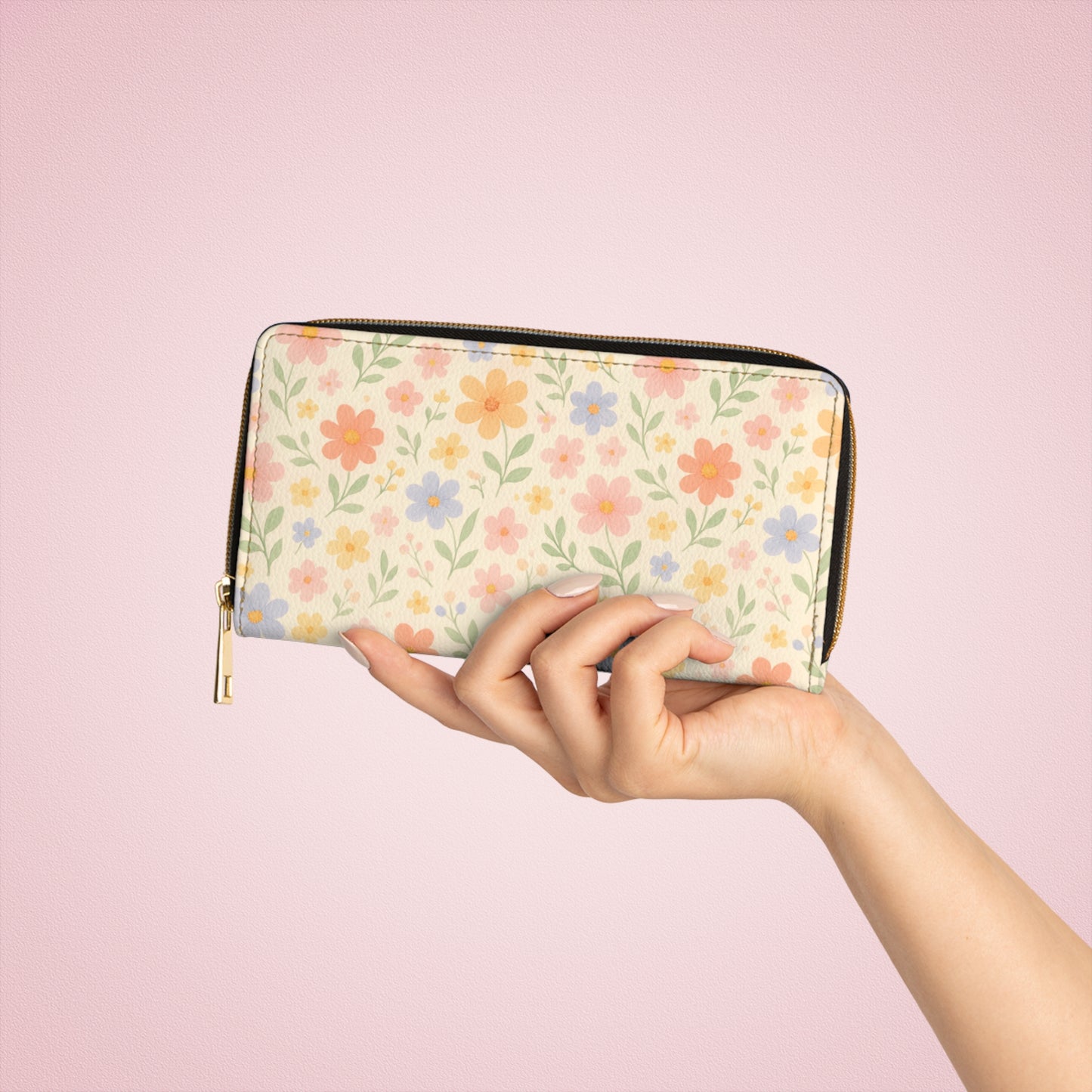 Zipper Wallet - Cute Floral Purse, Floral Coin Pouch, Zipper Pouch Organizer