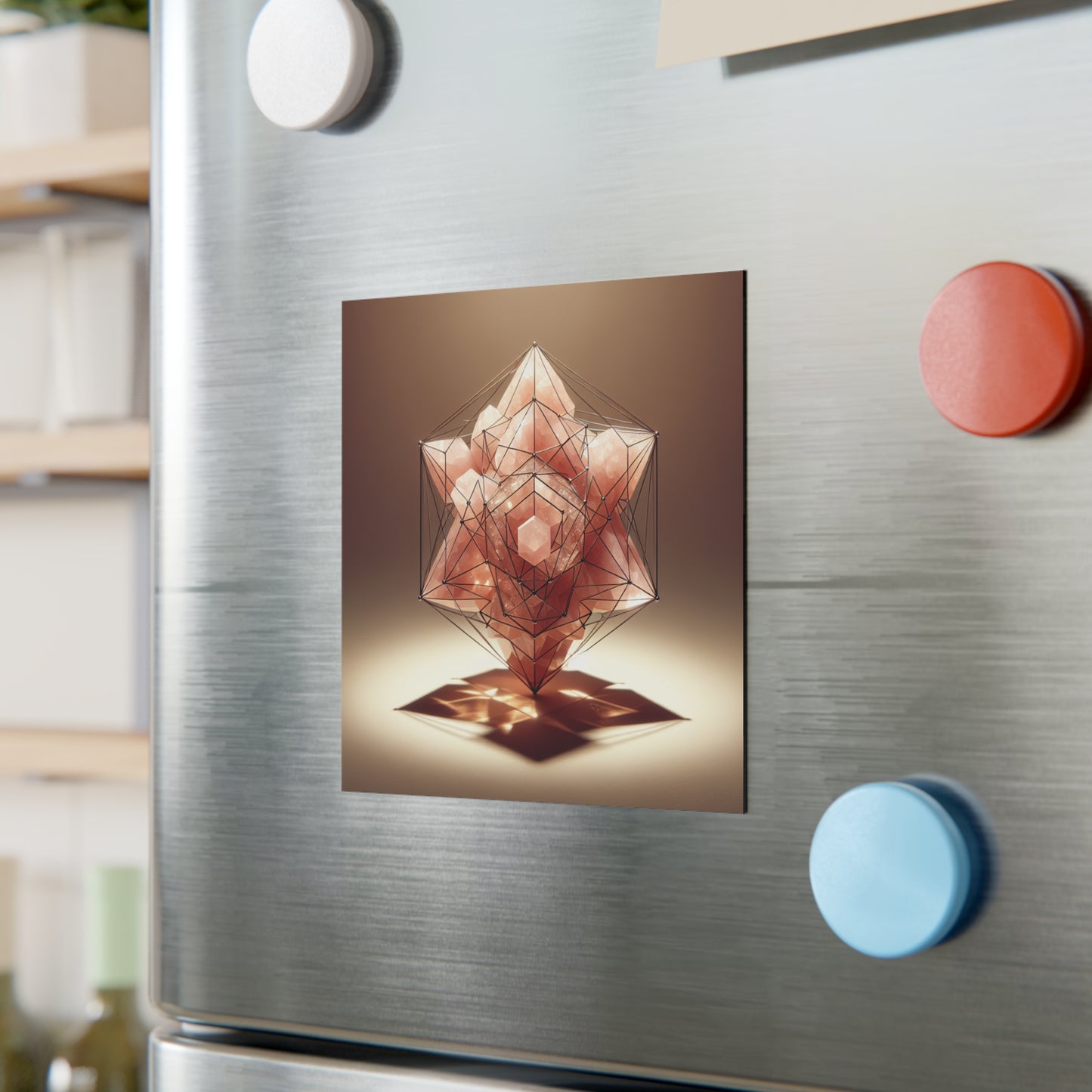 Square Magnet - Geometric Rose Quartz Design
