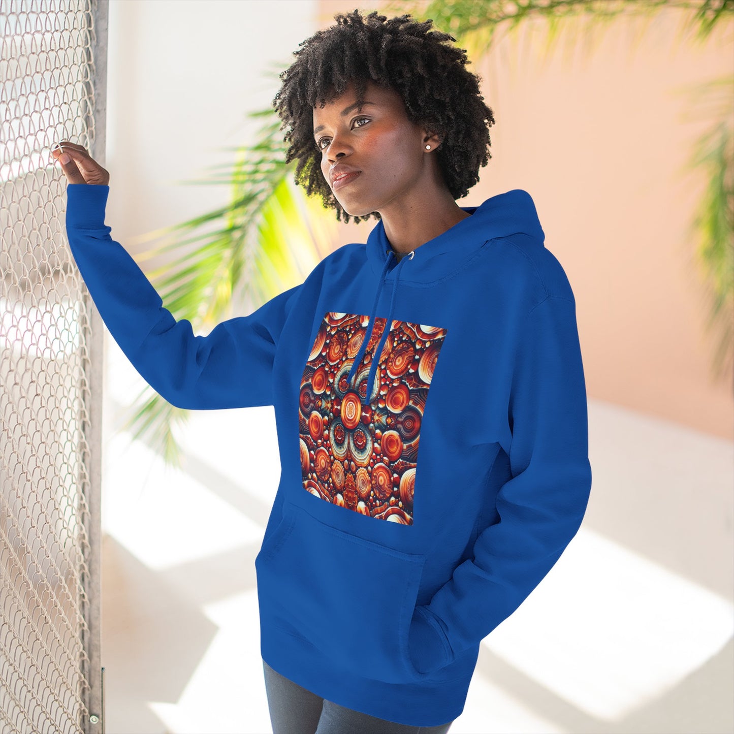 Fleece Hoodie - Carnelian Pattern