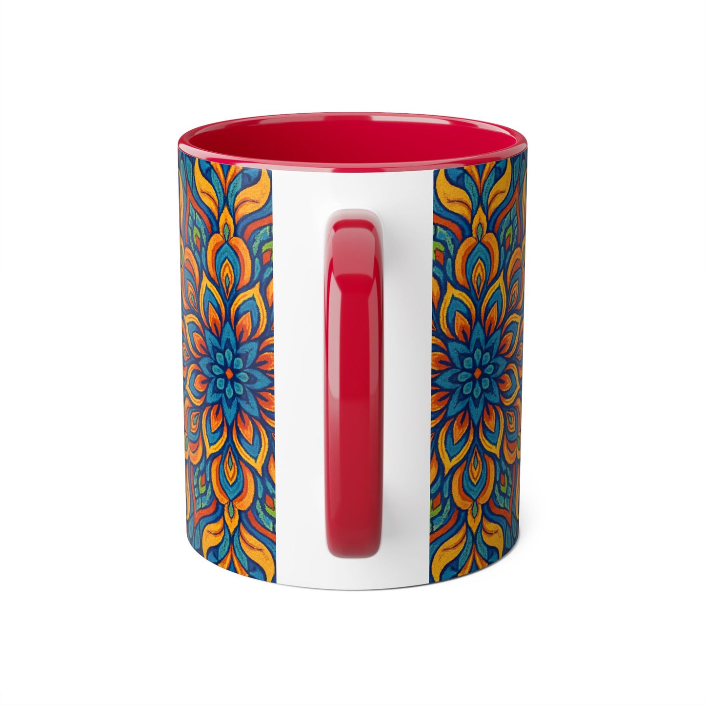 Kaleidoscope Accent Mug, Colorful Ceramic Coffee Cup, Unique Tea Mug, Boho Style Kitchen Decor, Psychedelic Drinkware, Hippie Gift Idea
