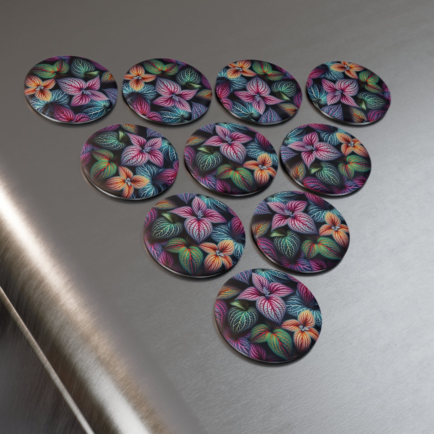 Vibrant Botanical Button Magnets - Set of 1 or 10