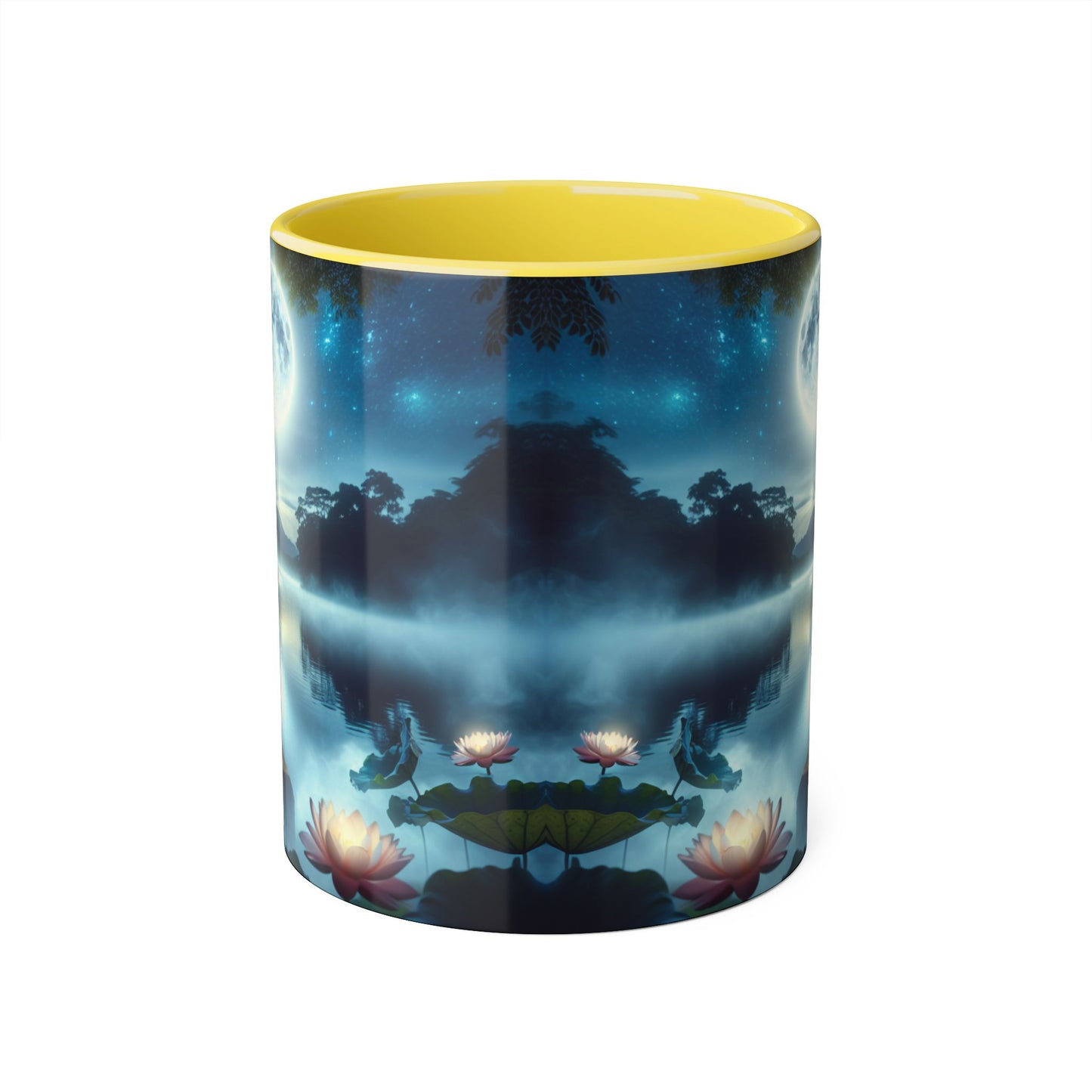 Moonlight Serenity Accent Mug, 11oz - Tranquil Ceramic Cup, Celestial Drinkware, Lunar Tea Mug, Night Sky Coffee Cup, Gift for Moon Lover