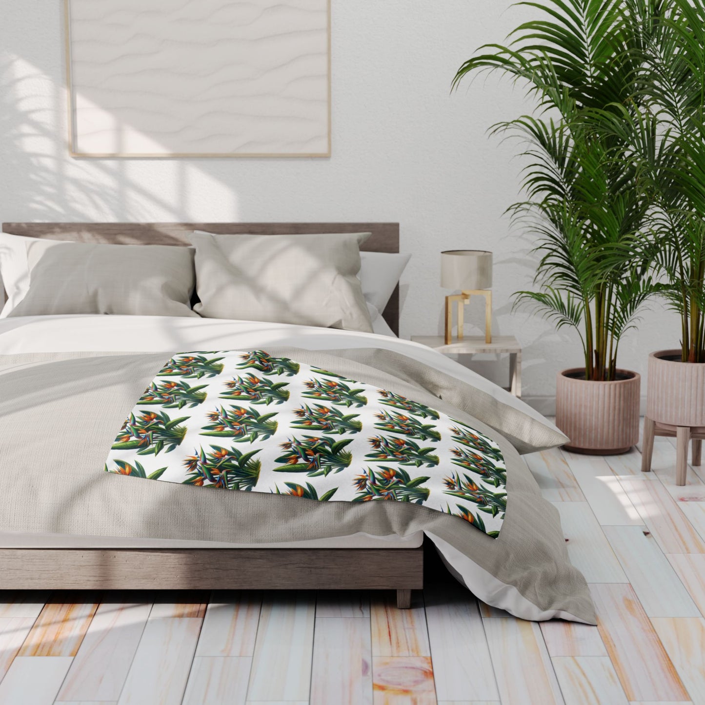 Fleece Blanket - Bird of Paradise Plant Decor, Cozy Throw, Botanical Home Decor, Tropical Blanket, Floral Bedding