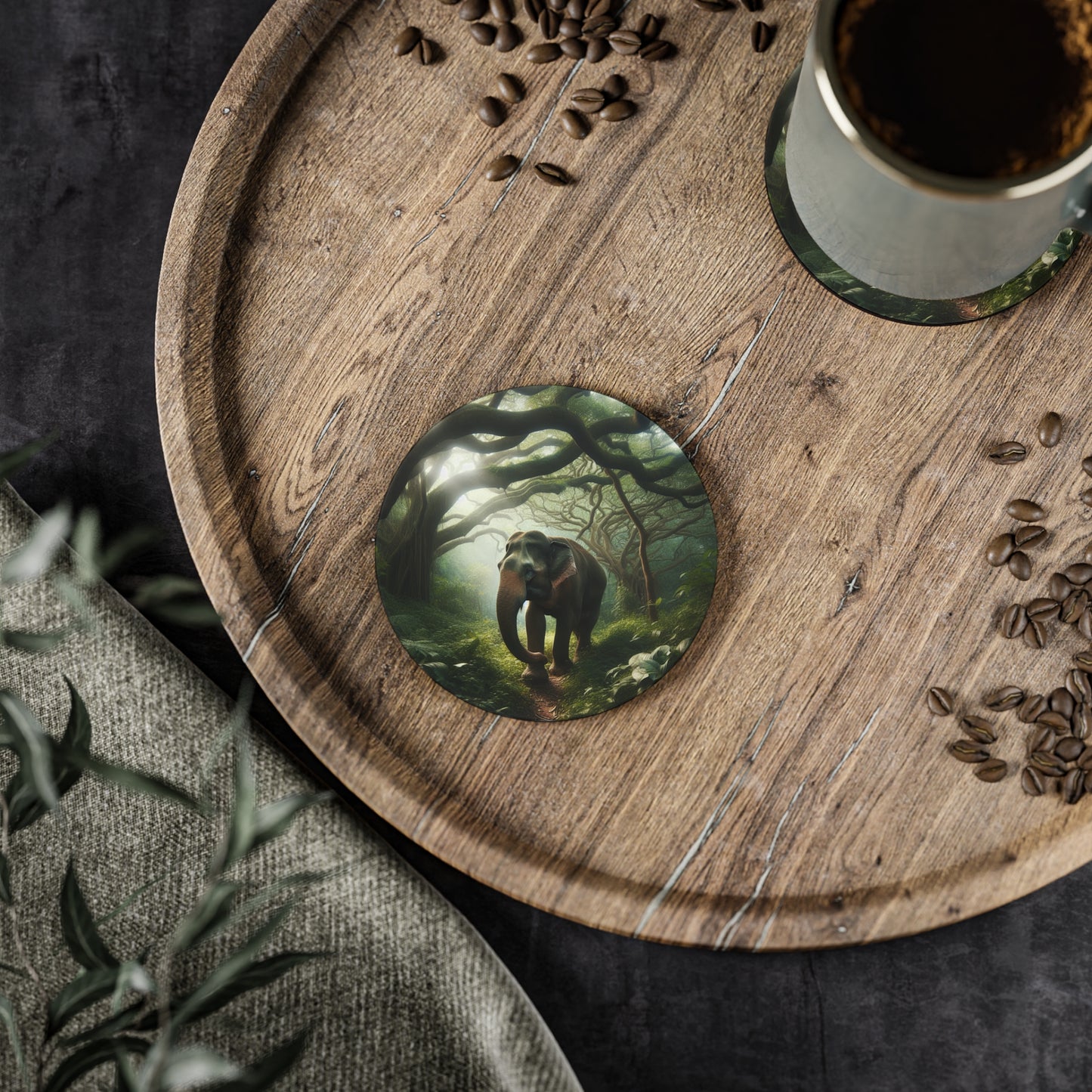 Elephant Coasters, Animal Lover Gift, Drink Mats, Safari Theme Decor, Wildlife Coaster, Gray Elephant Design
