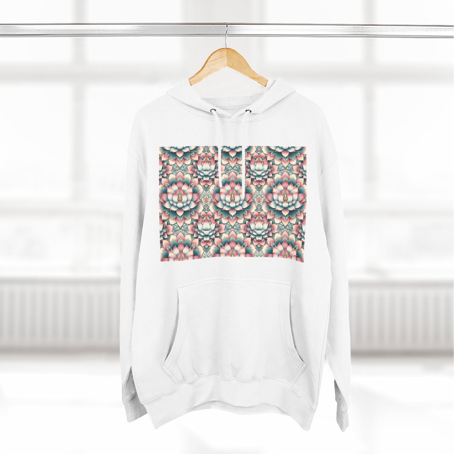 Fleece Hoodie with Lotus Flower Design