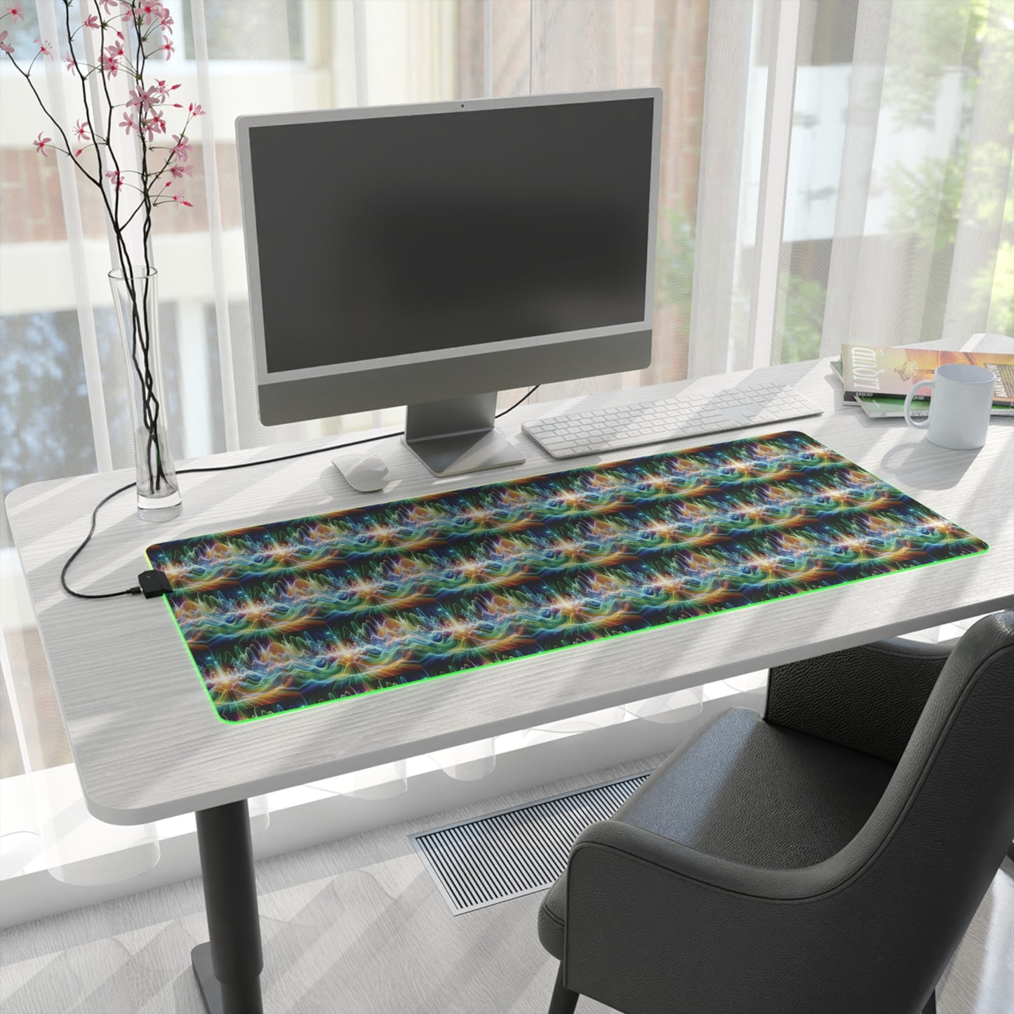 LED Gaming Mouse Pad: Healing Frequency Waves Design
