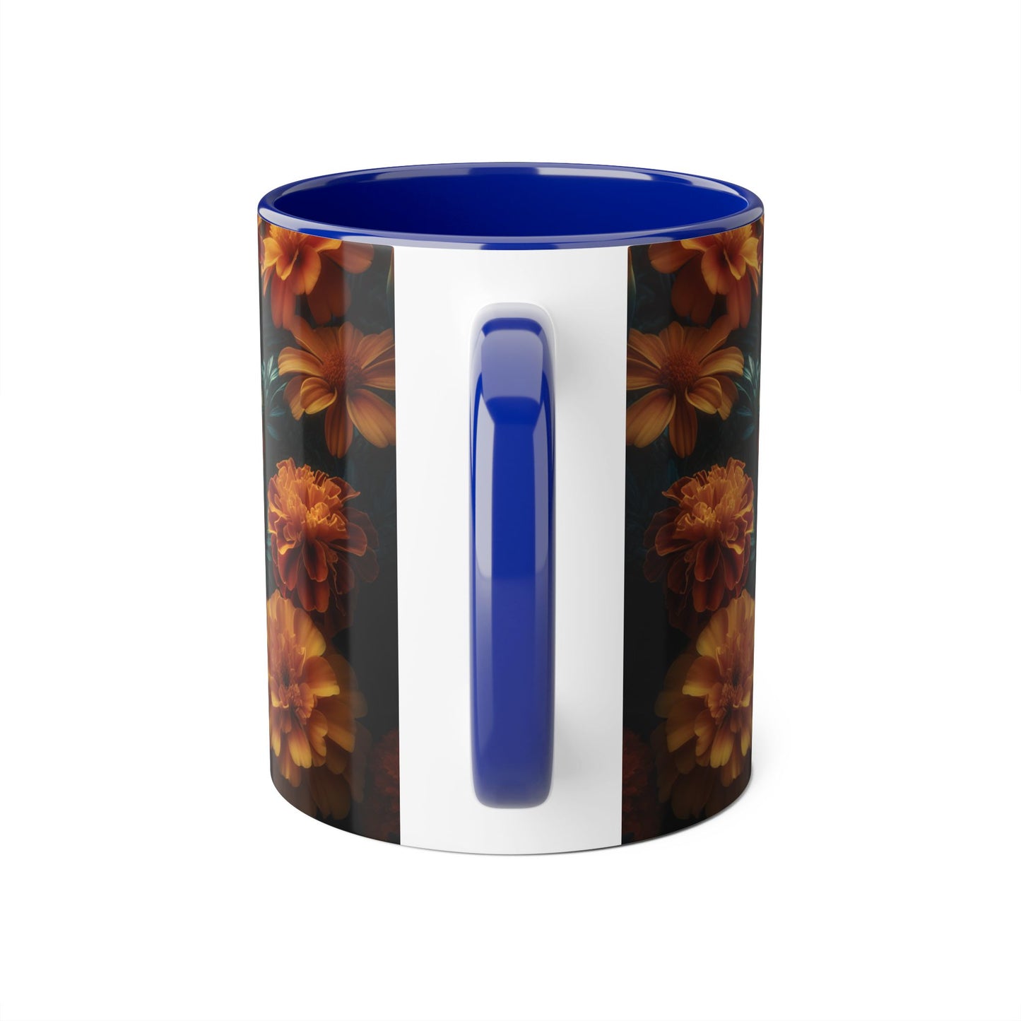 Orange Marigolds Accent Mug, Floral Coffee Cup, Botanical Tea Mug, Nature Lover Gift, Garden Theme Kitchen Decor