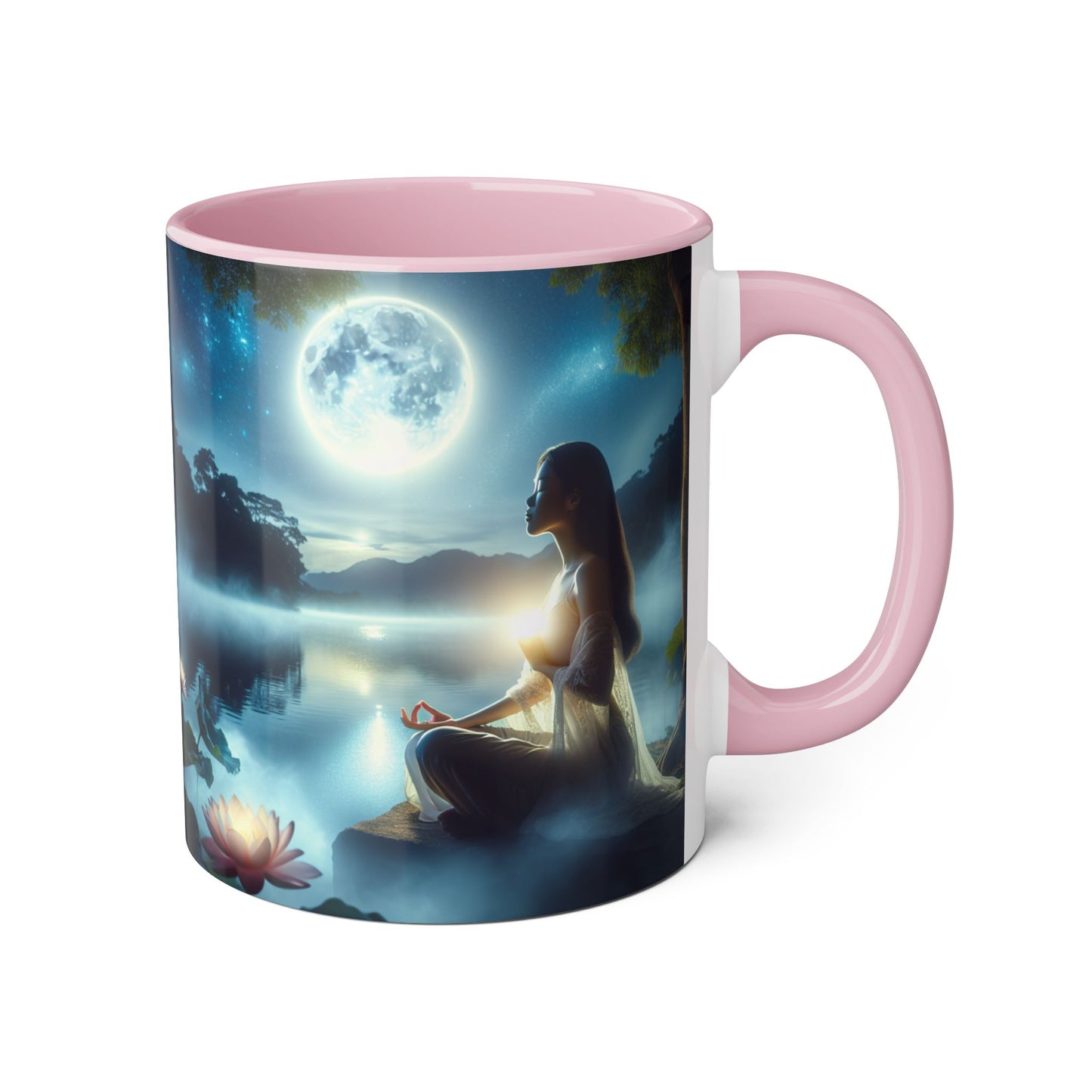 Moonlight Serenity Accent Mug, 11oz - Tranquil Ceramic Cup, Celestial Drinkware, Lunar Tea Mug, Night Sky Coffee Cup, Gift for Moon Lover