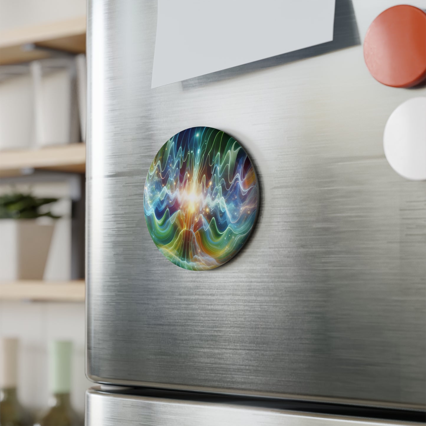 Button Magnet - Healing Frequency Waves, Positive Energy Magnet, Spiritual Gift, Holistic Home Decor, Chakra Healing Magnet, Set 1&10pcs