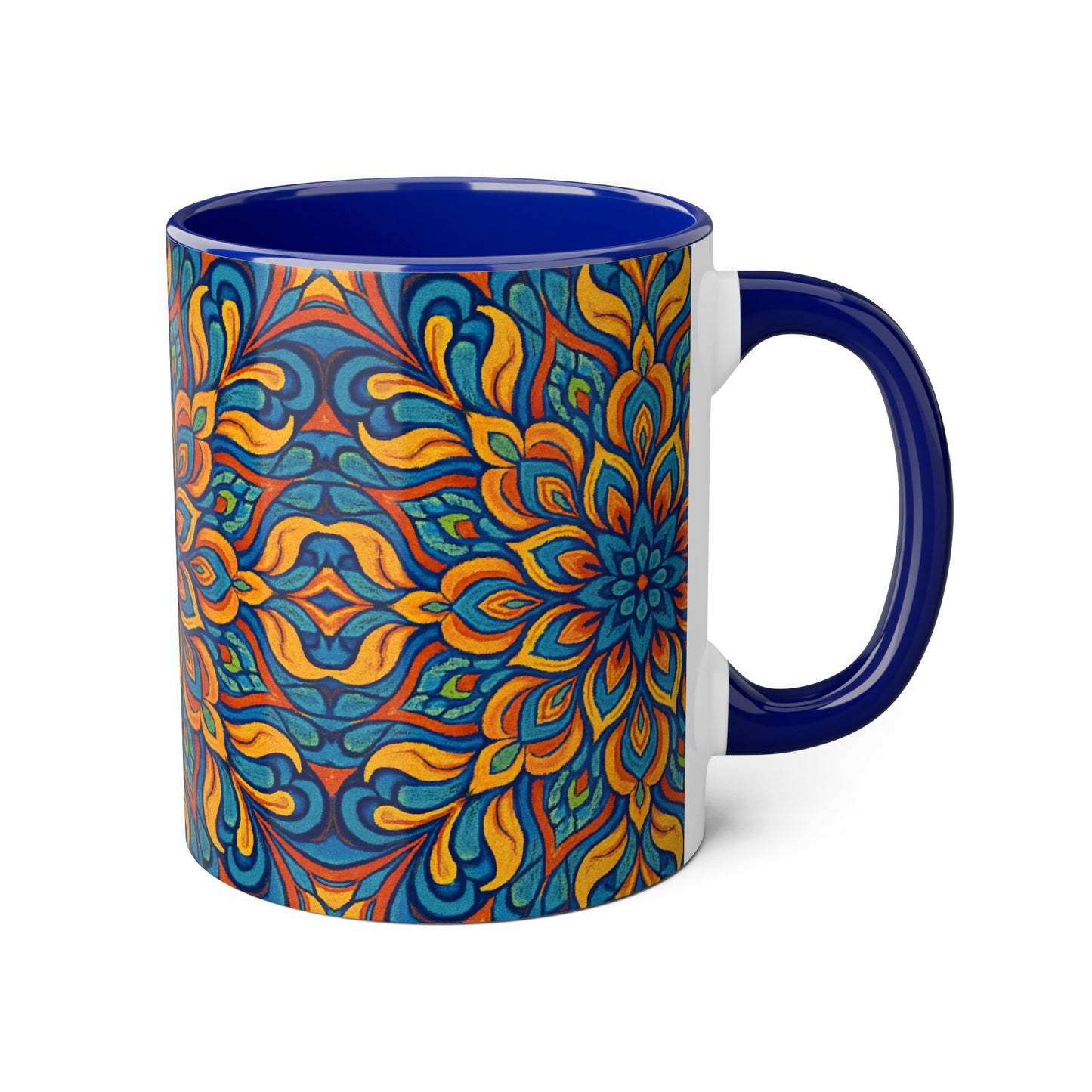 Kaleidoscope Accent Mug, Colorful Ceramic Coffee Cup, Unique Tea Mug, Boho Style Kitchen Decor, Psychedelic Drinkware, Hippie Gift Idea