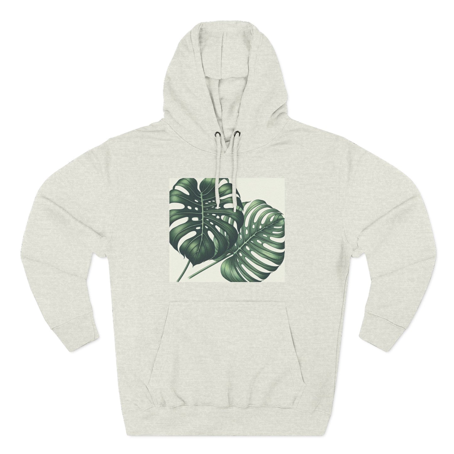 Tropical Fleece Hoodie - Monstera Leaf Design