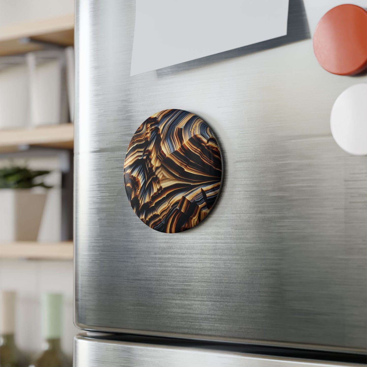 Tiger Eye Button Magnet, Abstract Magnet Collection, Home Decor Magnets, Gifts for Art Lovers, Boho Style Decor