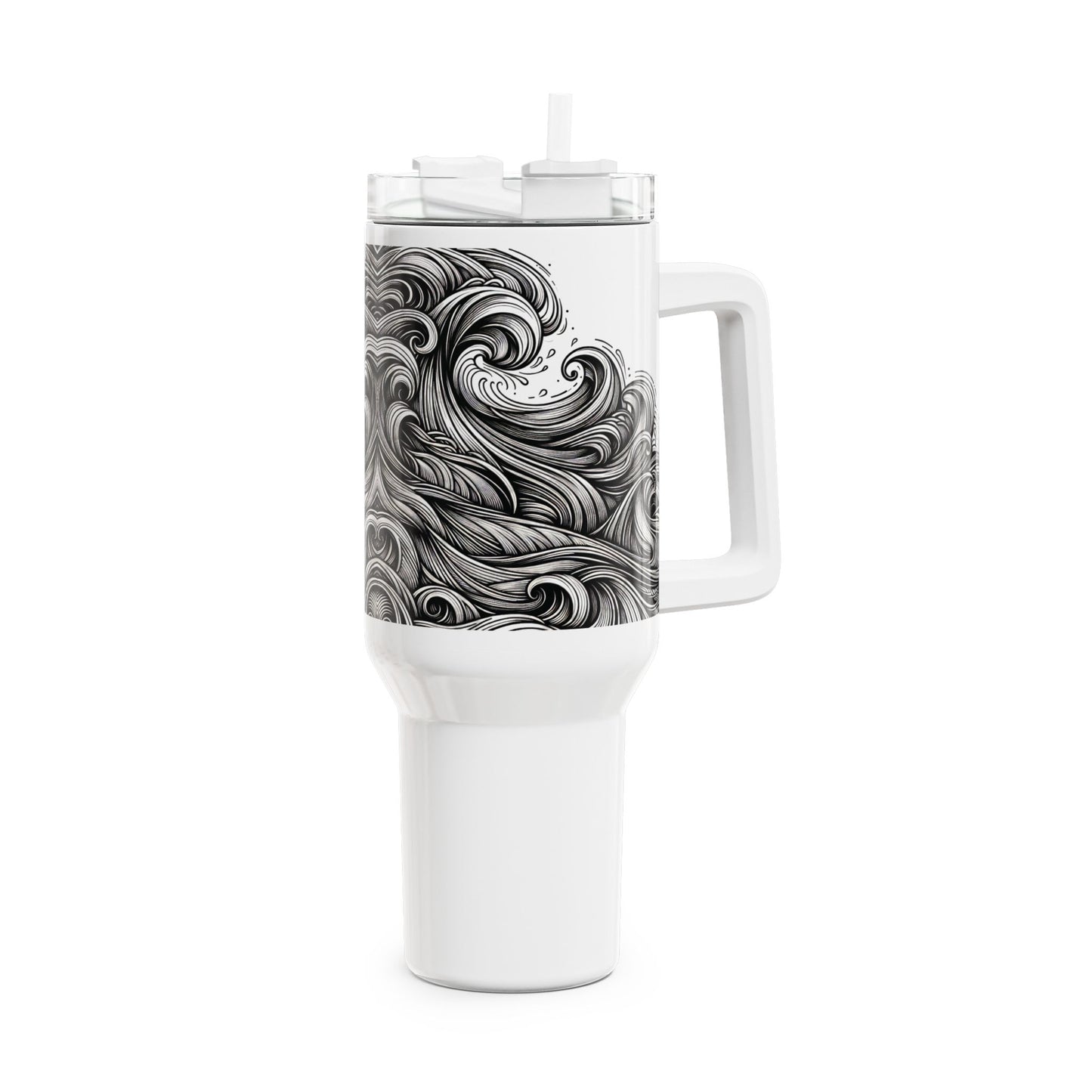 40oz Tumbler - Monochrome Energy Wave Design