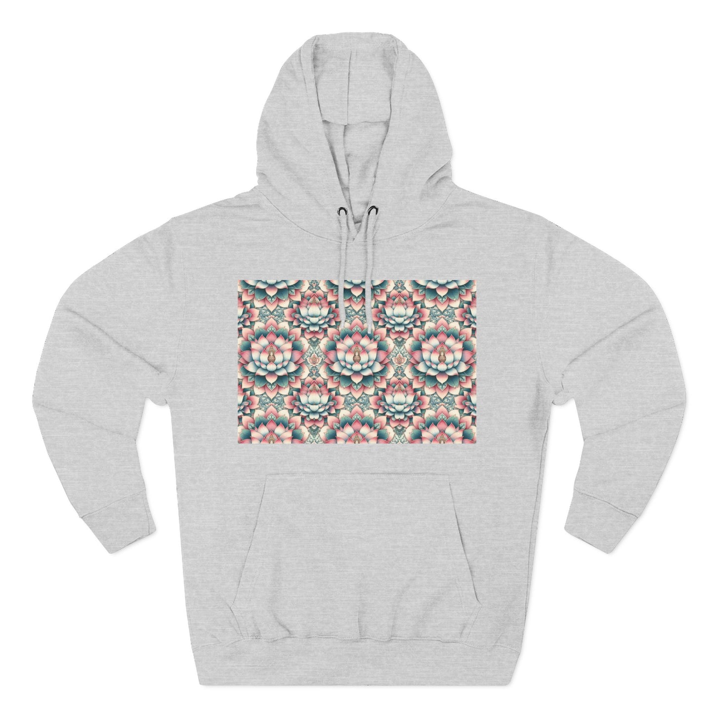 Fleece Hoodie with Lotus Flower Design