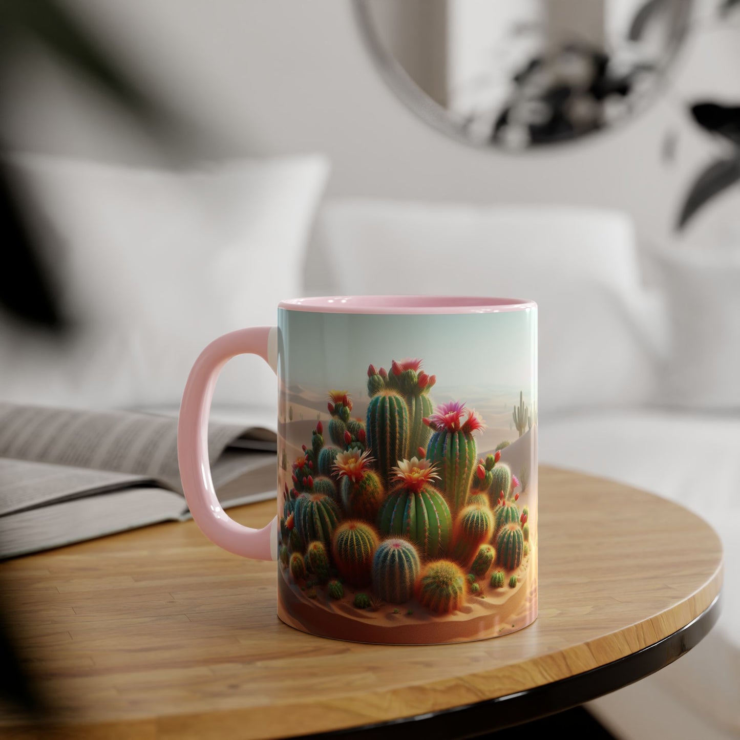 Cactus Accent Mug, Desert Succulent Coffee Cup, Southwest Plant Tea Mug, Botanical Kitchen Decor, Boho Office Gift, Nature Lover Present
