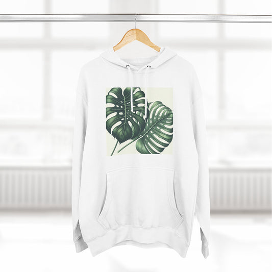 Tropical Fleece Hoodie - Monstera Leaf Design