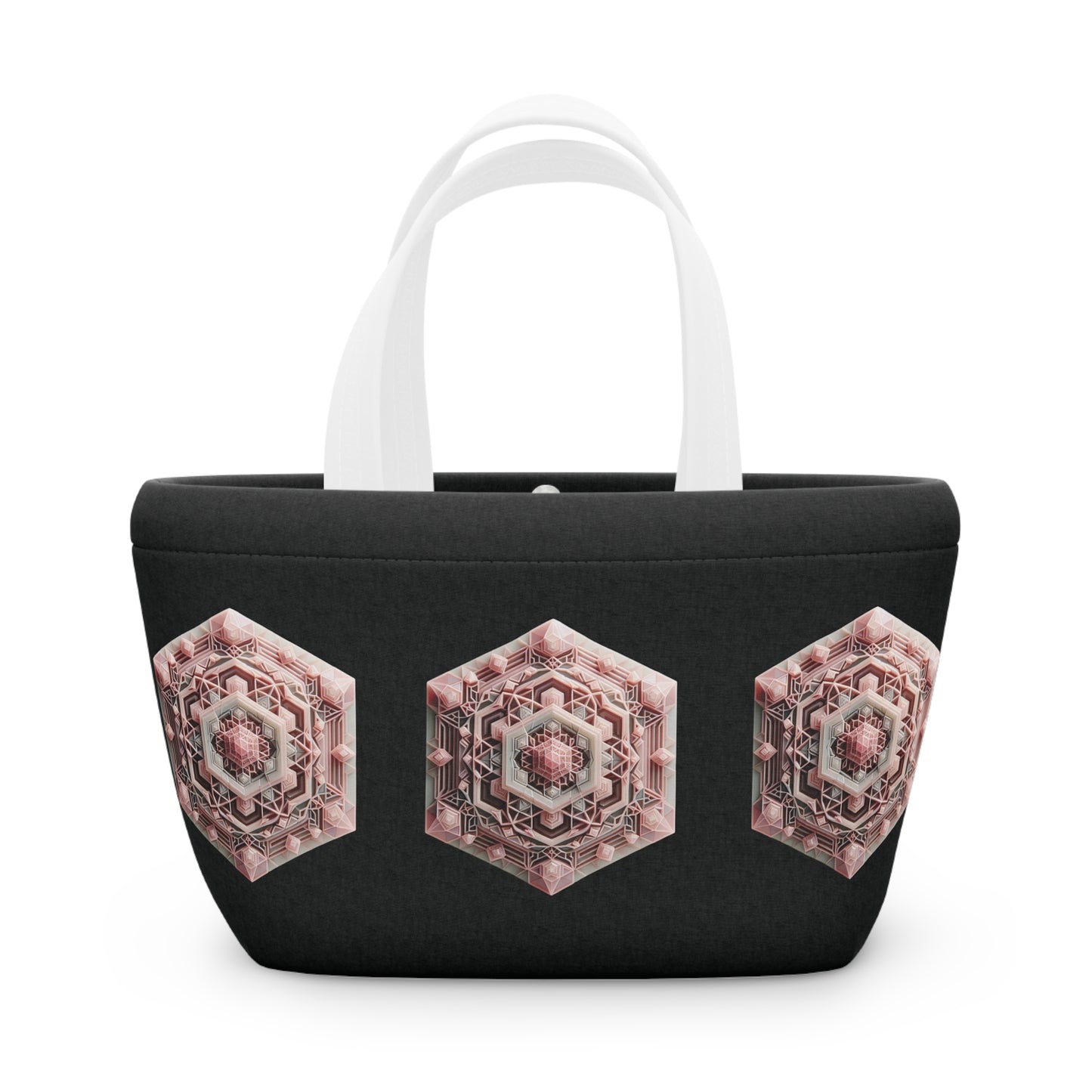Geometric Rose Quartz Lunch Bag - Insulated Tote, Pink Lunch Sack, Lunch Container, Lunch Tote Bag for Work, School Lunch Bag