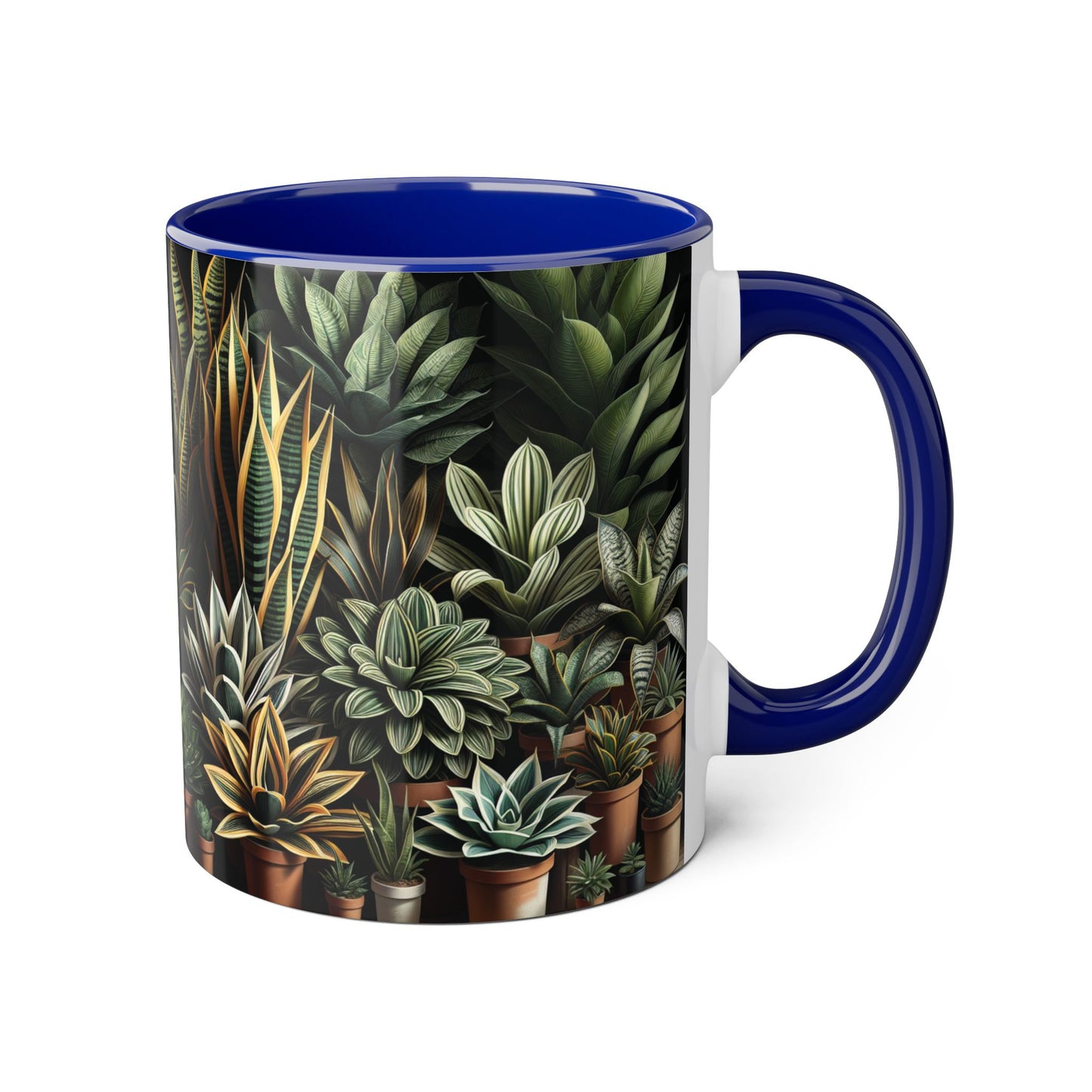 Snake Plant Family Accent Mug, 11oz - Ceramic Tea Cup, Botanical Coffee Mug, Indoor Garden Lover Gift, Green Thumb Kitchen Decor, Plant Lady