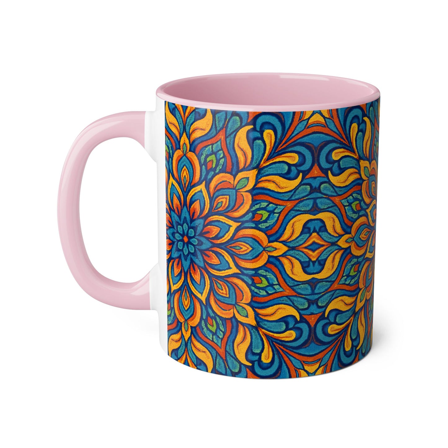 Kaleidoscope Accent Mug, Colorful Ceramic Coffee Cup, Unique Tea Mug, Boho Style Kitchen Decor, Psychedelic Drinkware, Hippie Gift Idea