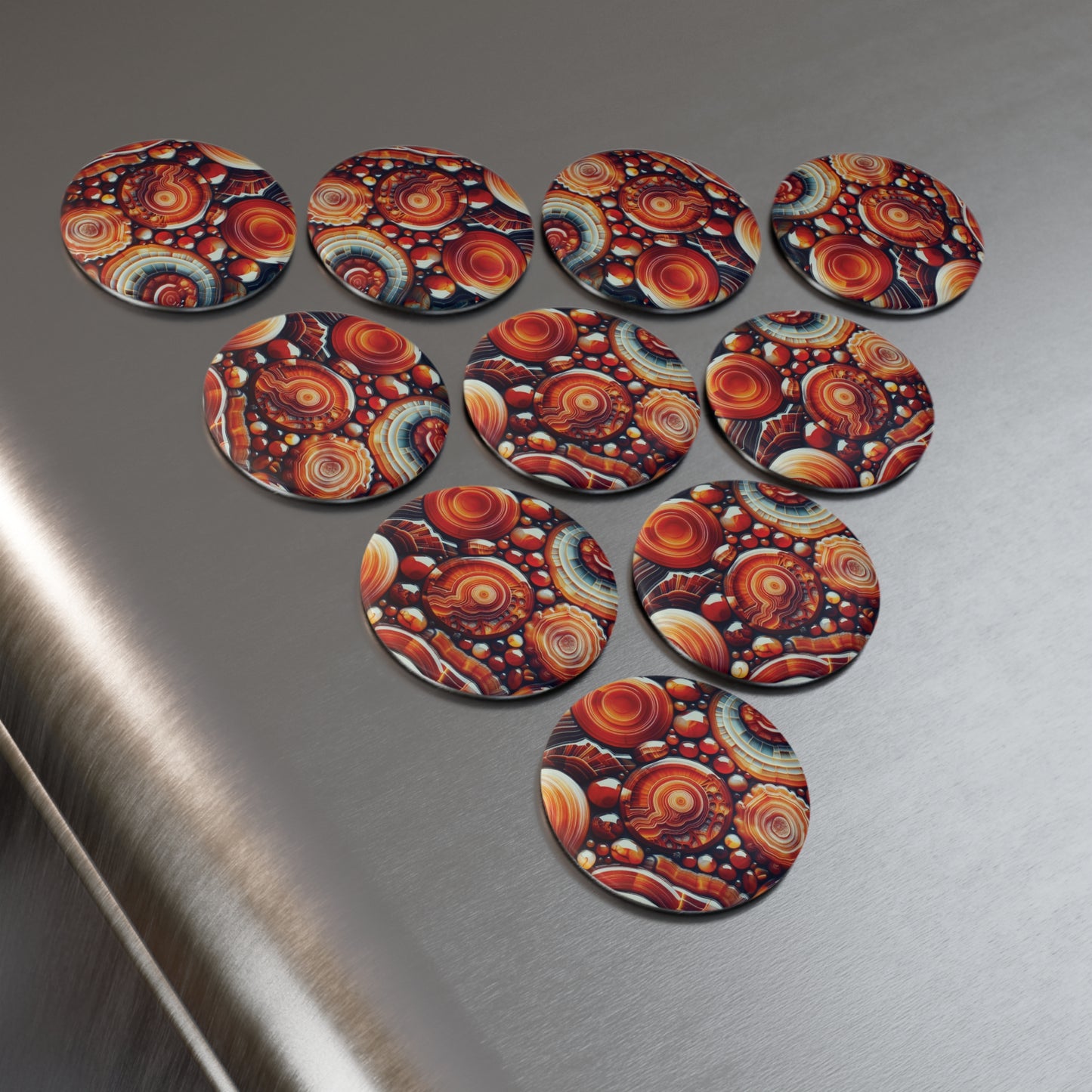 Carnelian Button Magnet, Round Magnet Set, Home Decor, Kitchen Accessories, Gift Idea for Rock Lovers, Unique Office Decor
