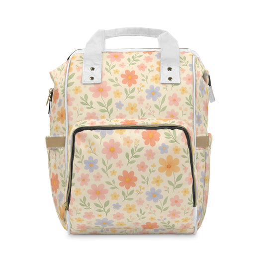 Diaper Backpack, Flower Power Design, Baby Bag, Mom Backpack, Travel Organizer, Floral Print Diaper Bag, Nursery Bag