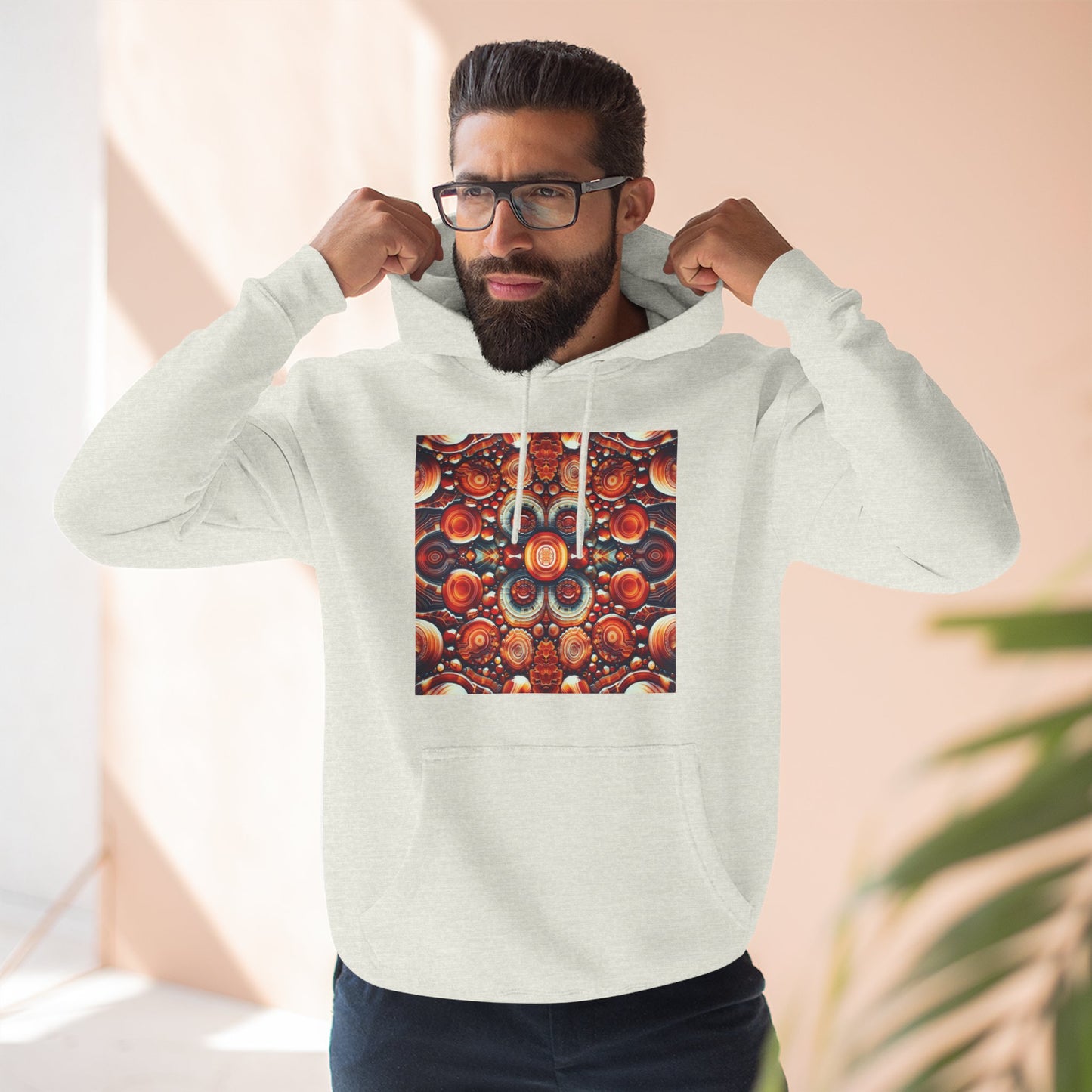 Fleece Hoodie - Carnelian Pattern
