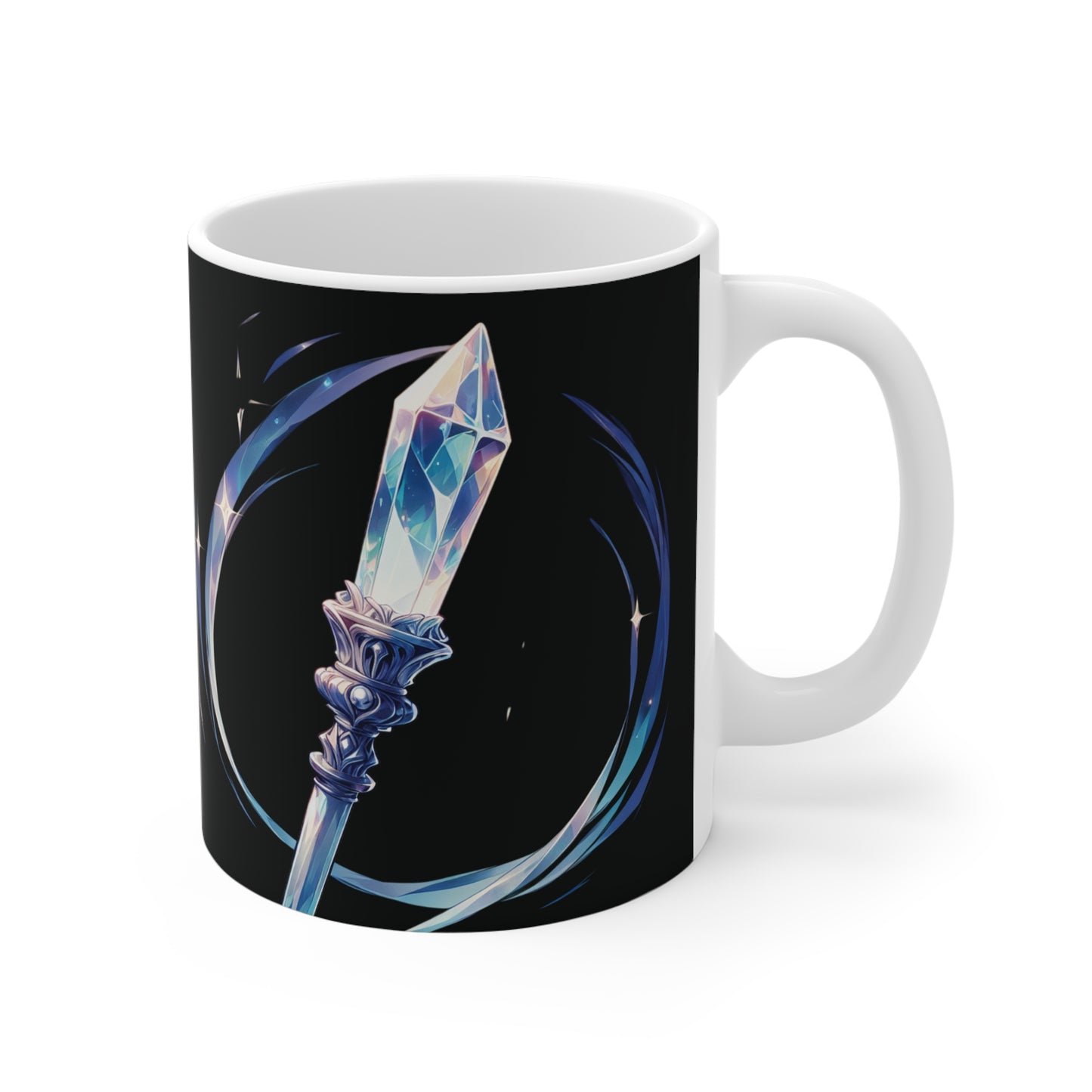 Crystal Wand Ceramic Mug - 11oz, Unique Gift for Spiritualists, Manifestation Enthusiasts, Inspirational Coffee Cup