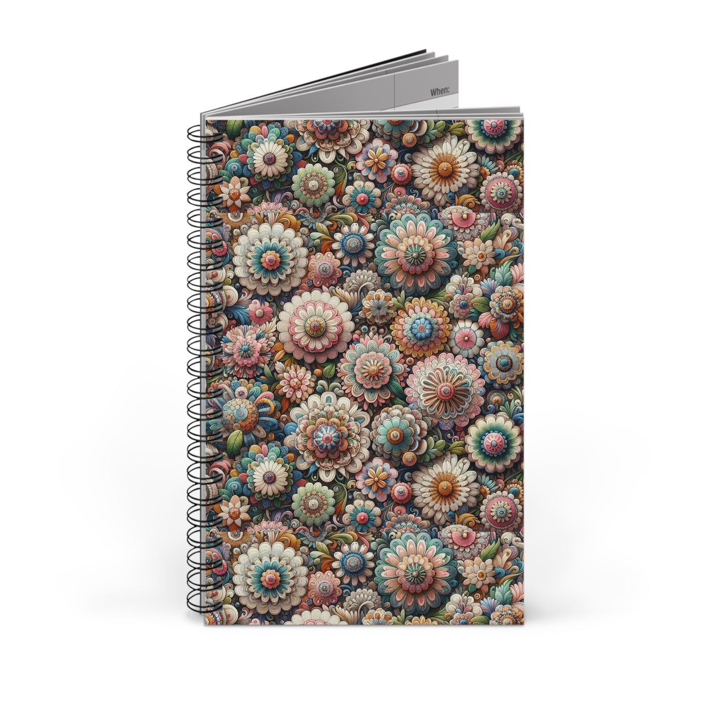 Pink Floral Spiral Journal, Notebook, Sketchbook, Diary, Bullet Journal, Cute Stationery